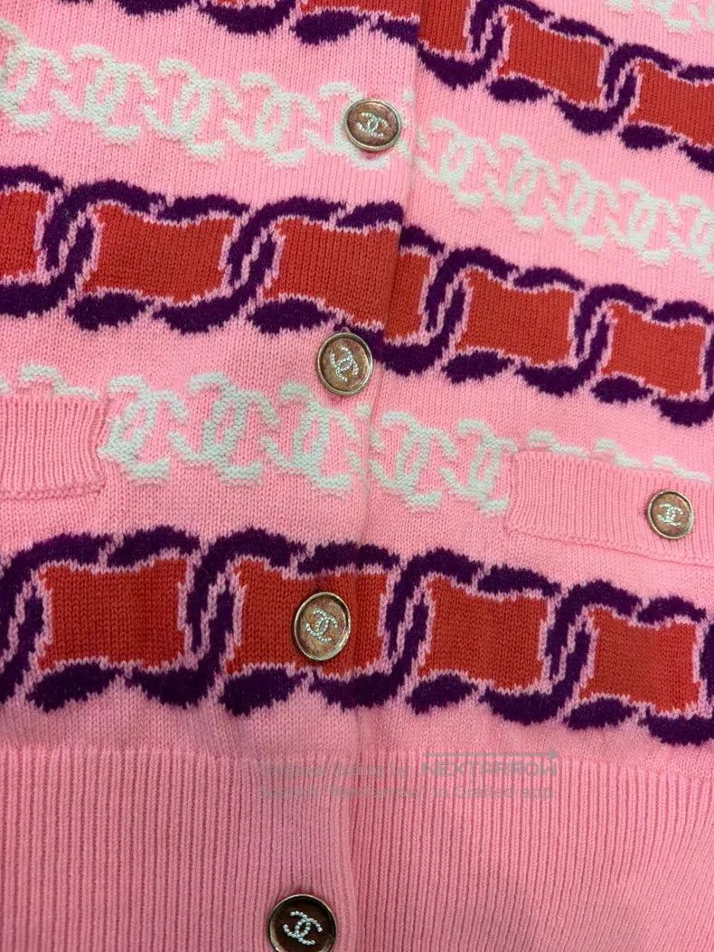 Chanel Chanel Pink mixed-colour striped knitted cardigan coat Size XS / US 0-2 / IT 36-38 - 3 Thumbnail