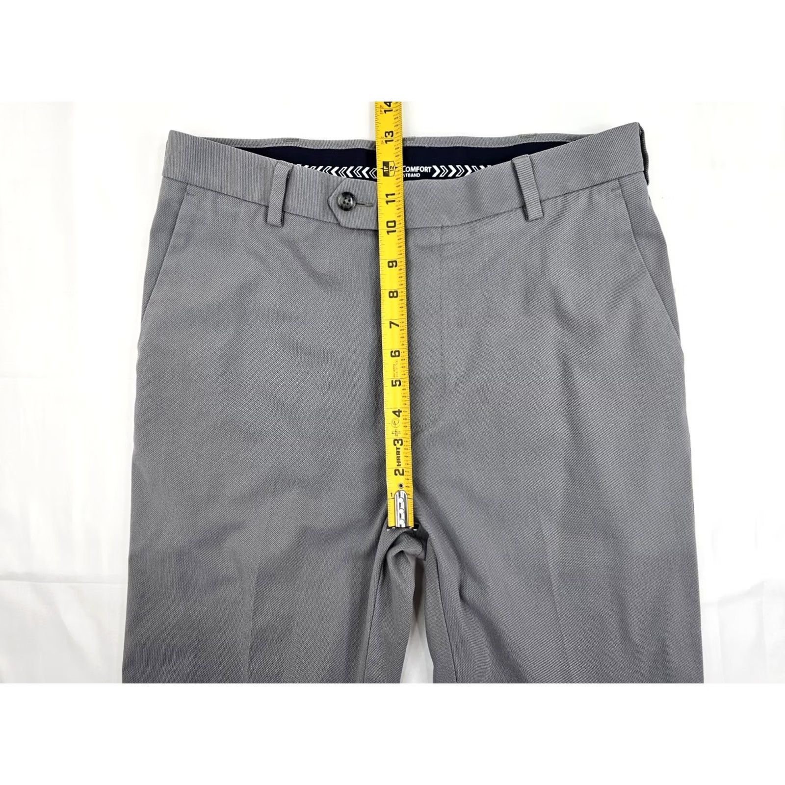 Roundtree & Yorke Roundtree & Yorke Travel Smart Cotton Flat Front Pants Men 32x32 Gray Slim Straight Front Flat уча Size US 32 / EU 48 - 4 Thumbnail