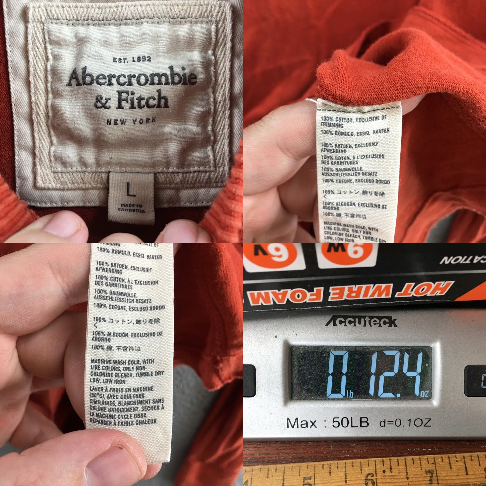 Abercrombie & Fitch Abercrombie & Fitch Muscle Sweatshirt Mens L Orange Cotton Long Sleeve Crew Neck Size US L / EU 52-54 / 3 - 9 Thumbnail