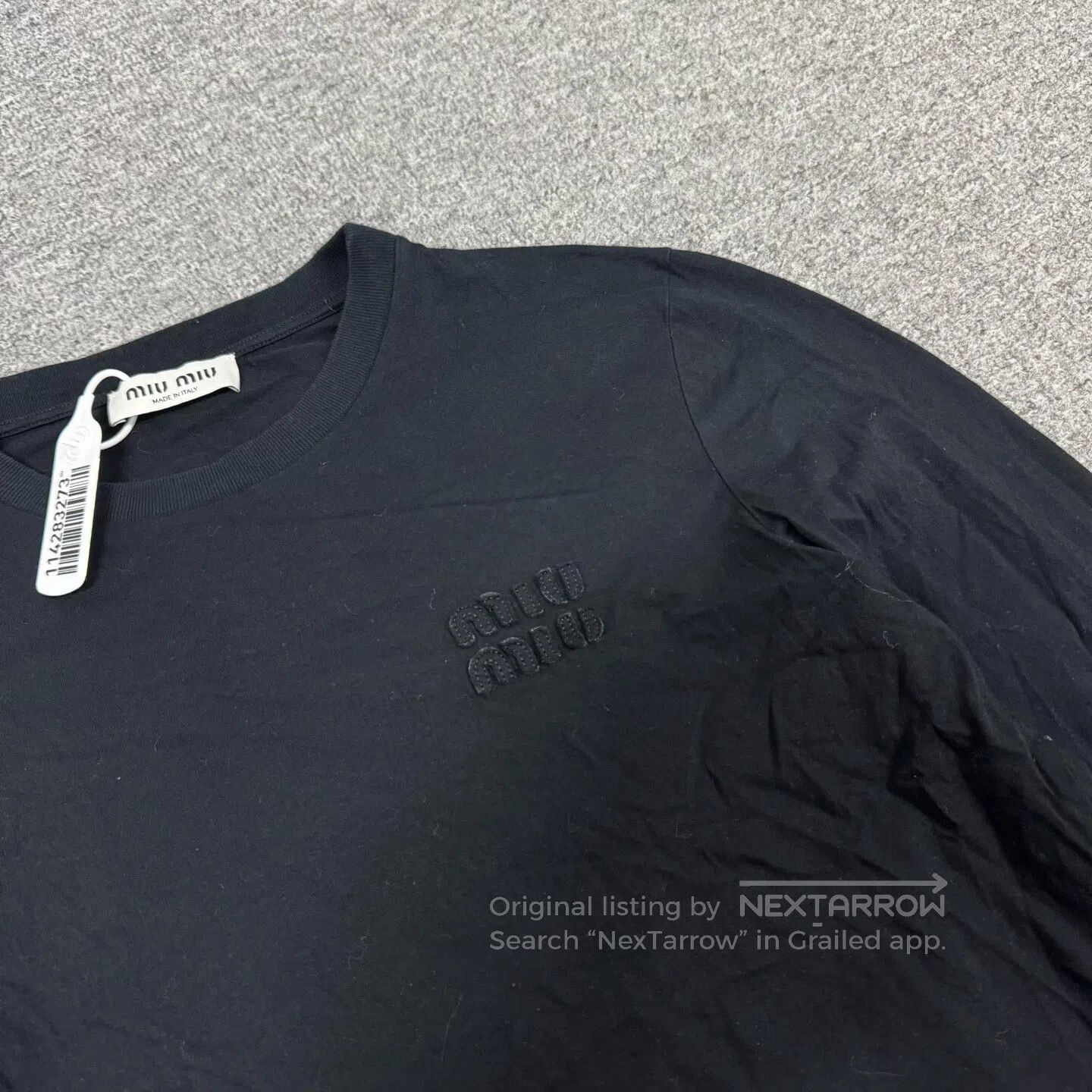 Miu Miu miu miu Alphabet logo round-neck long-sleeve T-shirt| Size S / US 4 / IT 40 - 4 Thumbnail