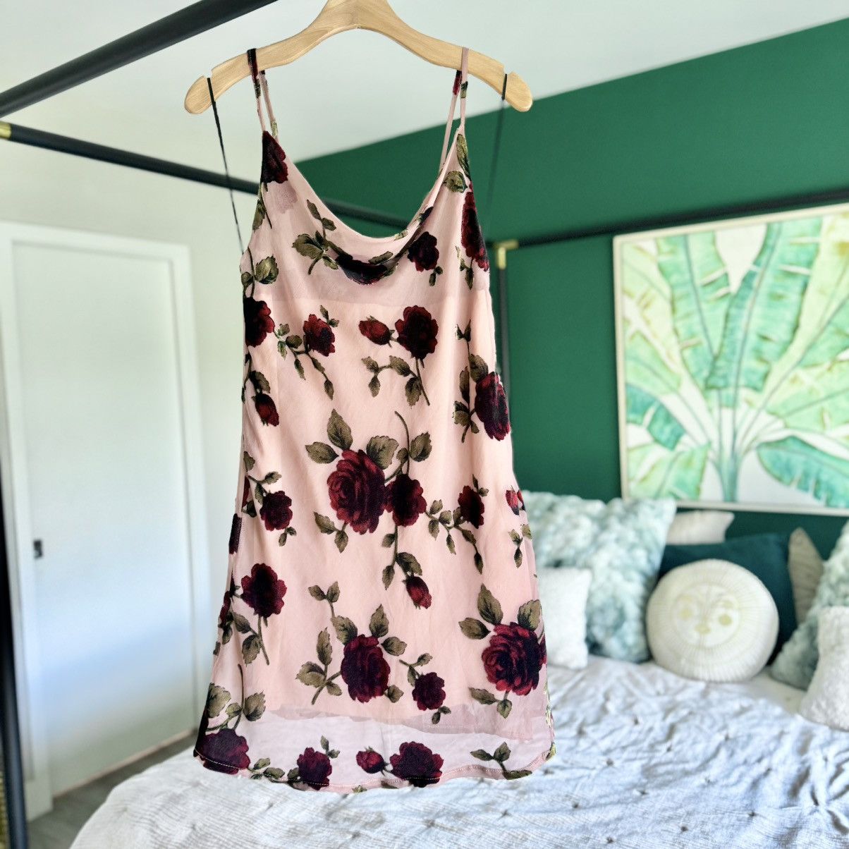 Other Mauve and Red Floral Burnout Mini Slip Dress | Small Size S / US 4 / IT 40 - 1 Thumbnail