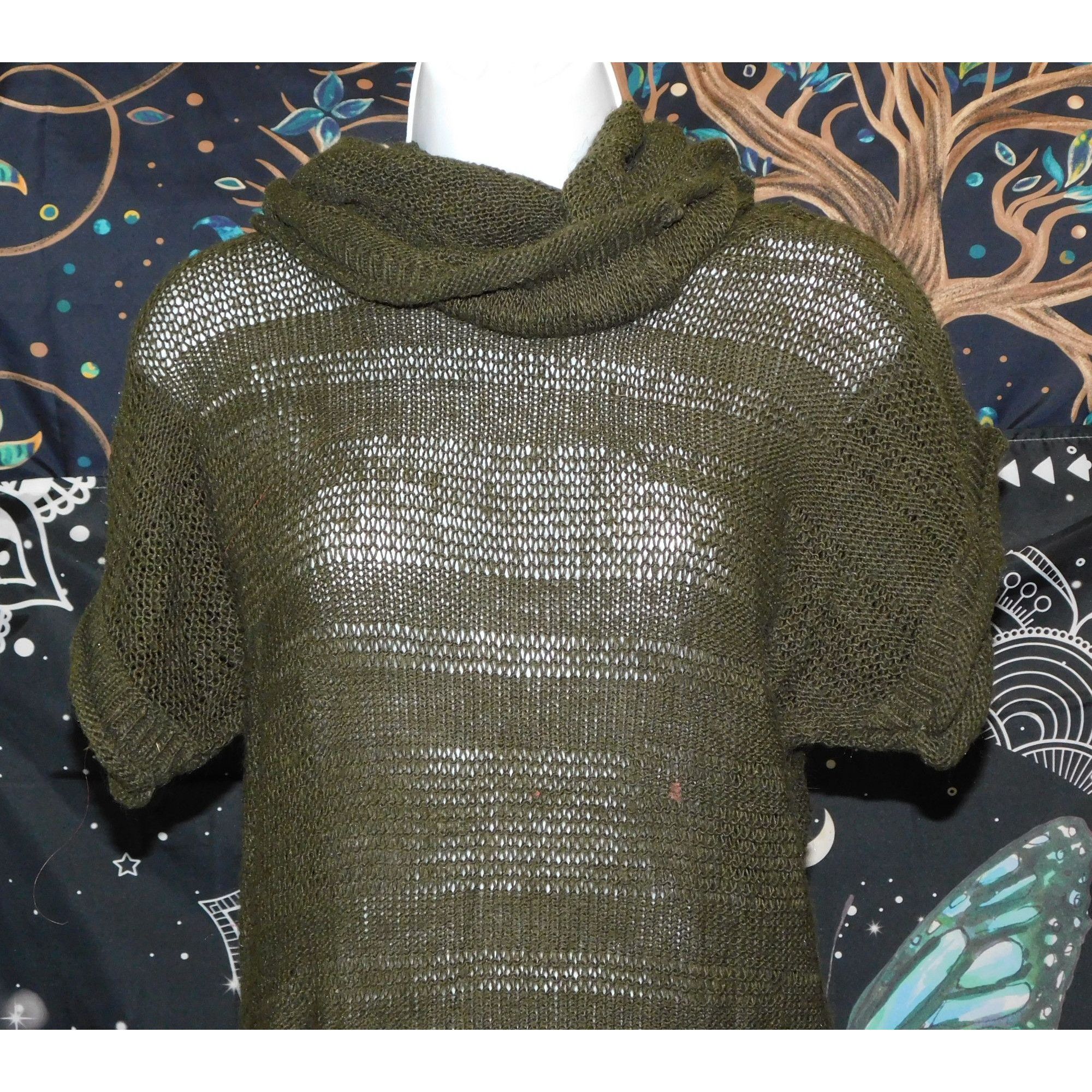 Other Click Green Slouch Neck Semi-Sheer Sweater Dress Size M / US 6-8 / IT 42-44 - 3 Thumbnail
