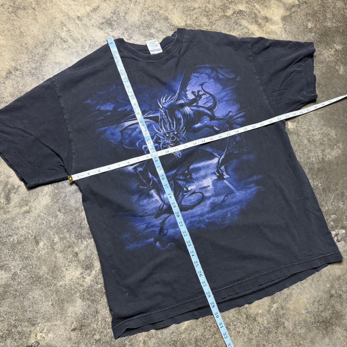 Vintage vintage dragons monsters scary faded black tshirt Size US XL / EU 56 / 4 - 6 Thumbnail