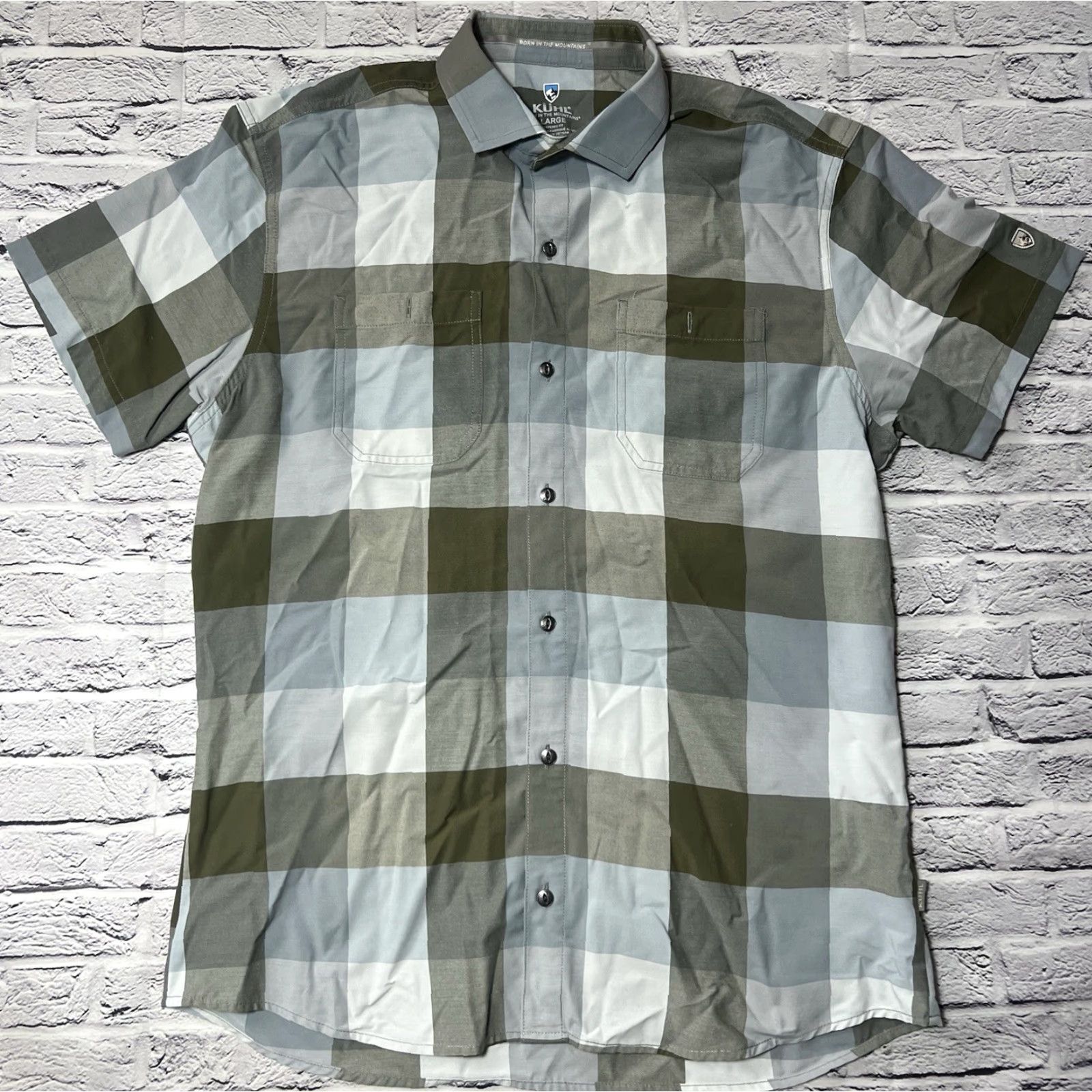 Vintage Kuhl Shirt Mens Blue Plaid Tapered Short Sleeve Button Up M/L Read Size US L / EU 52-54 / 3 - 6 Thumbnail