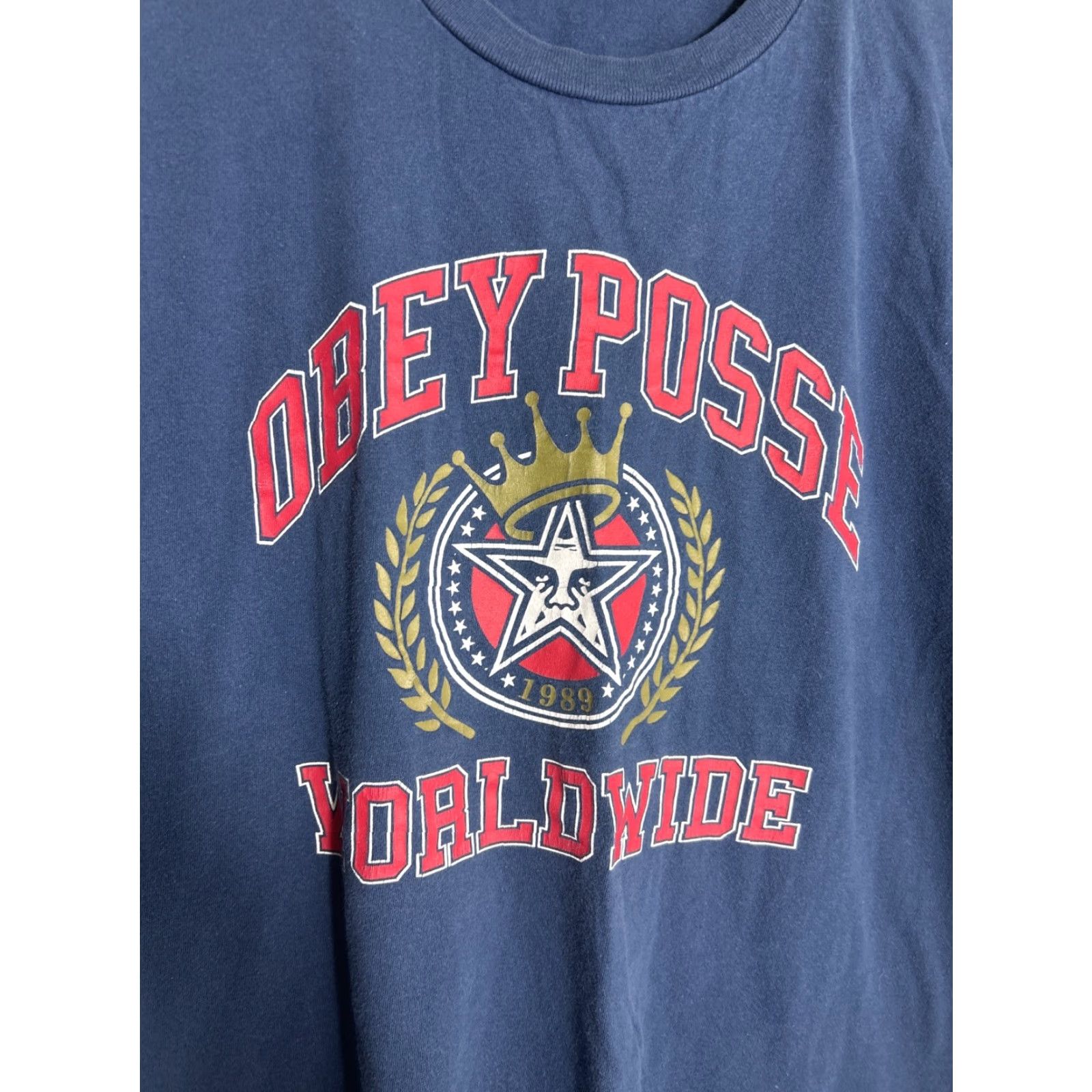 Obey OBEY Posse Worldwide Mens XL Short Sleeve Cotton Blue T Shirt Size US XL / EU 56 / 4 - 4 Thumbnail