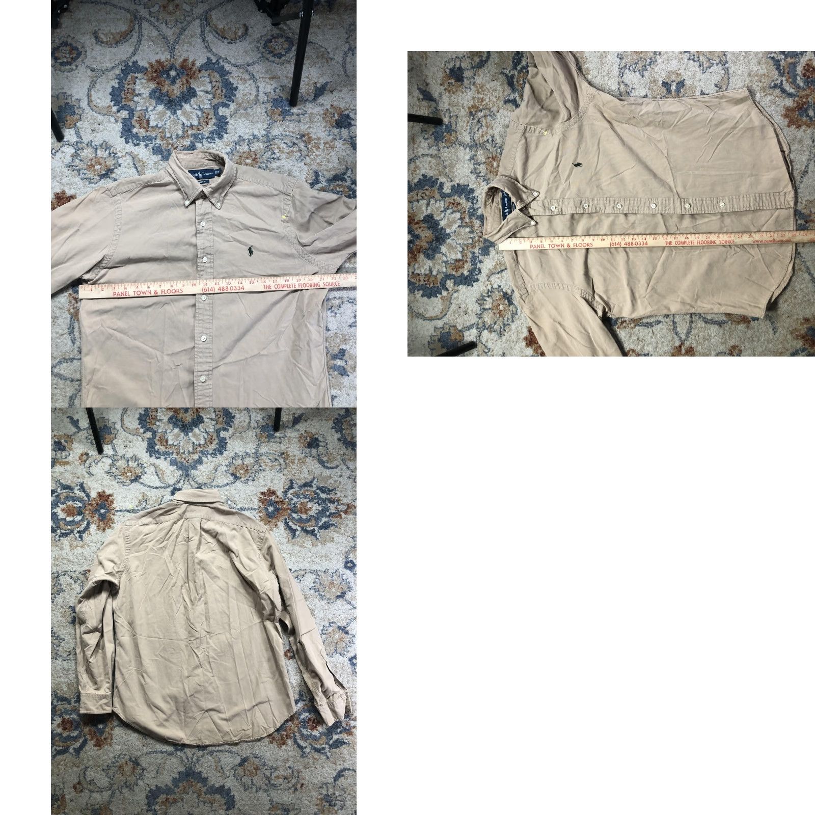 Ralph Lauren Ralph Lauren Shirt Mens Medium Beige Solid Classic Fit Button-Down Long Sleeve Size US M / EU 48-50 / 2 - 8 Thumbnail