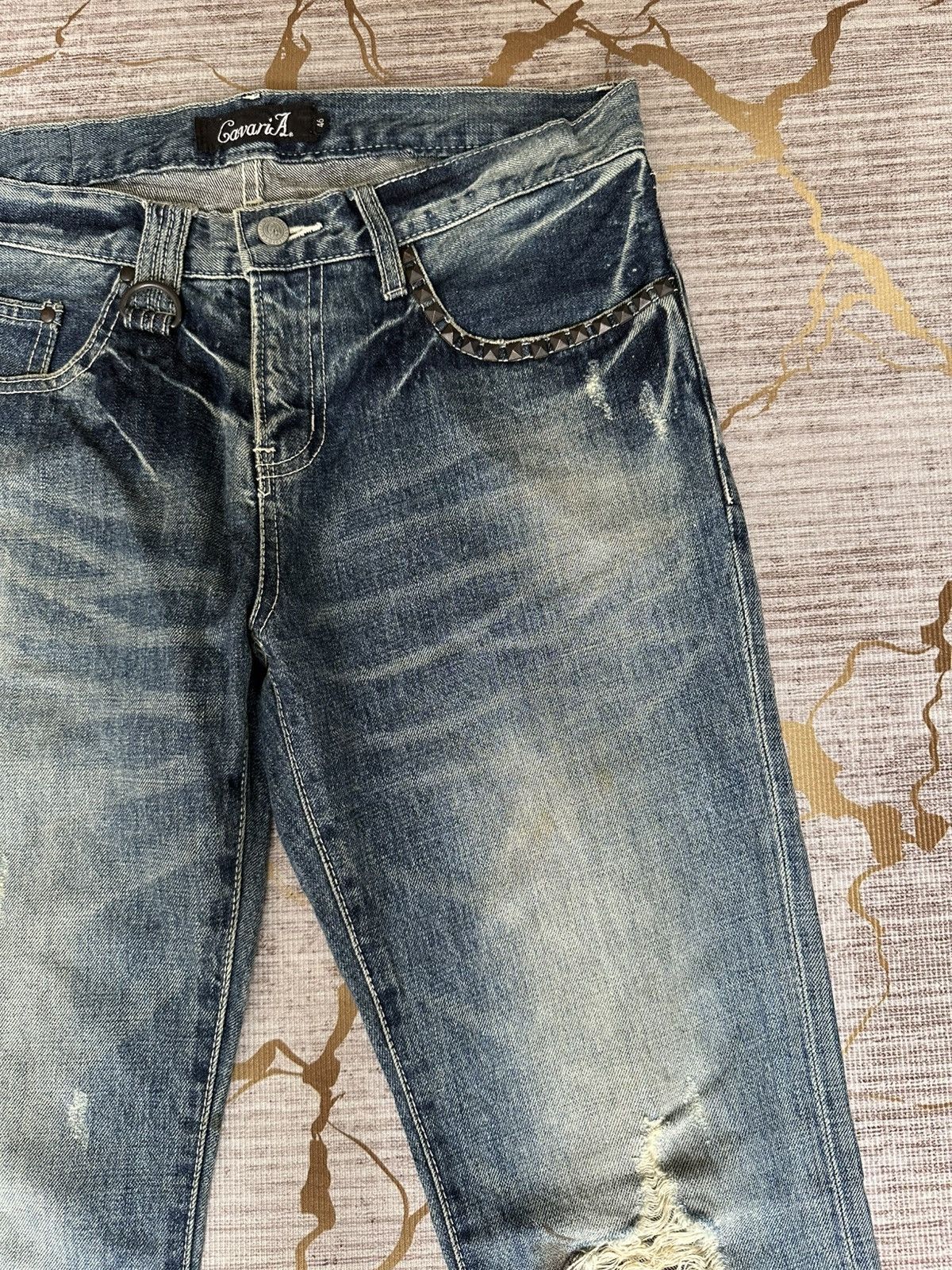 CIVARIZE FLARE Cavari A Studded Pocket Claw Marks Distressed Denim Size US 32 / EU 48 - 10 Thumbnail