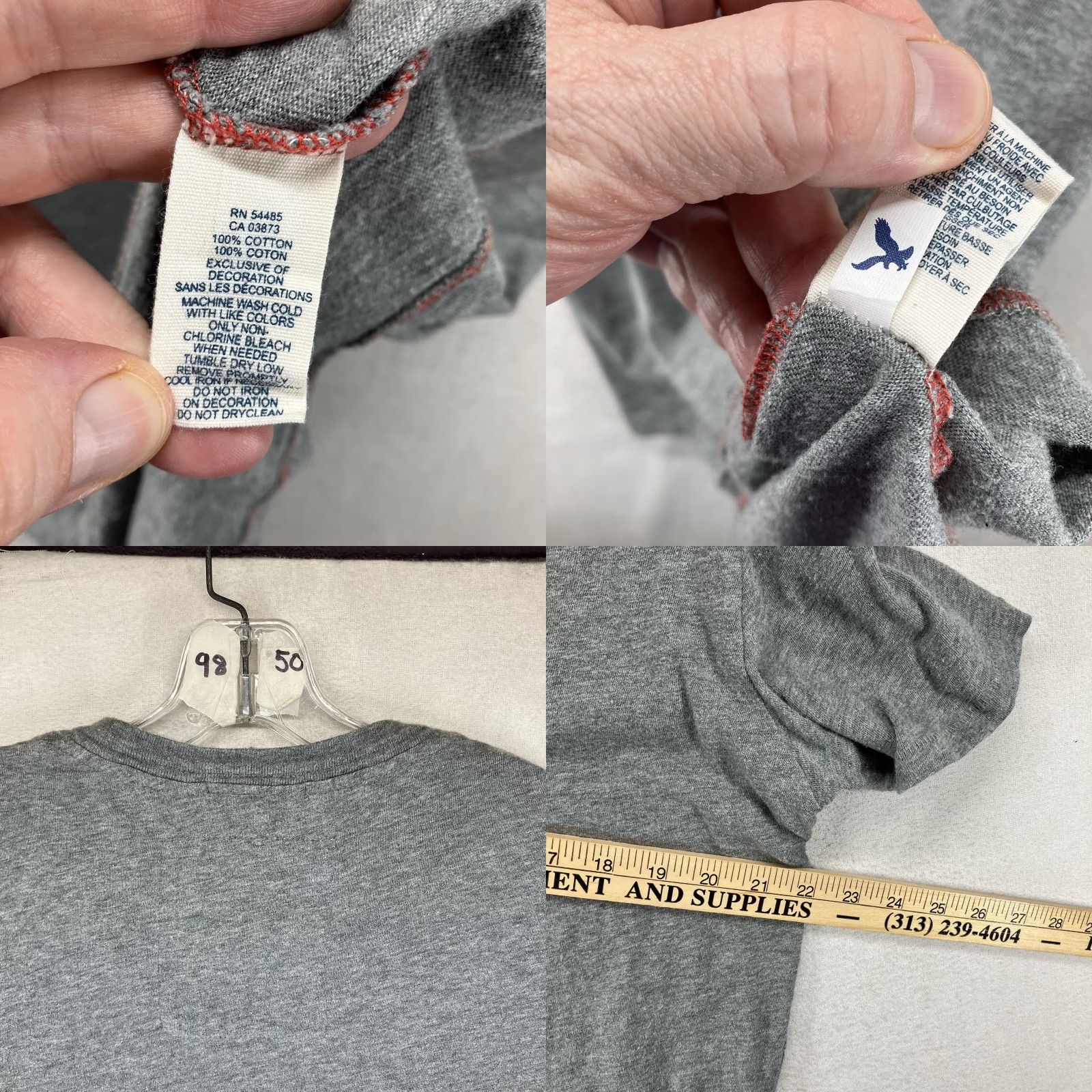 American Eagle Outfitters VINTAGE American Eagle Outfitters T-Shirt XL Gray Cotton Embroidered Angel Logo Crew Neck Short Sleeve Athletic Fit Men’s Retro 2000s Grunge Size US XL / EU 56 / 4 - 9 Thumbnail