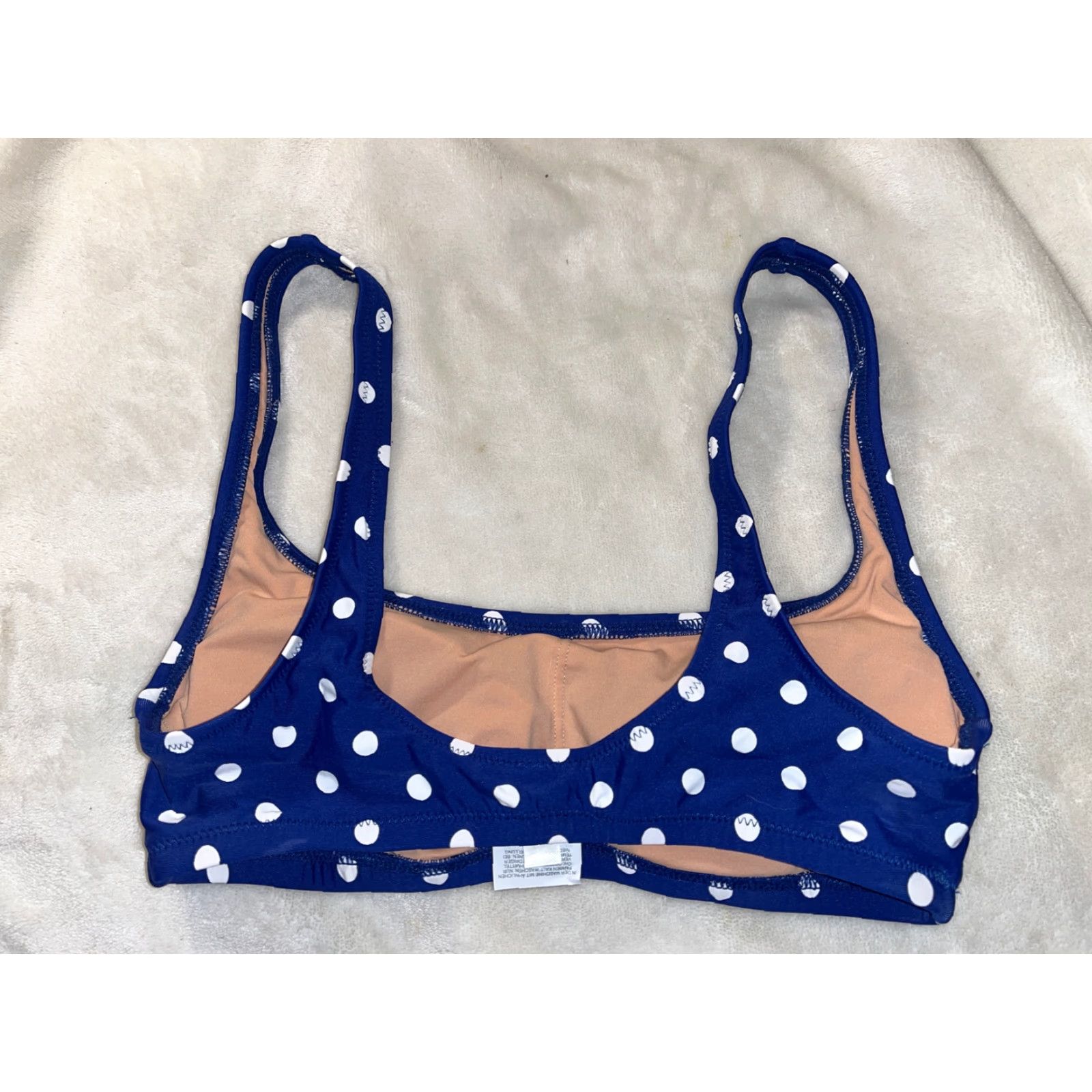 J.Crew J.CREW Women XS Blue Polka Dot Sports Swim Bikini Top W/ White Dots Polka Size XS / US 0-2 / IT 36-38 - 2 Thumbnail