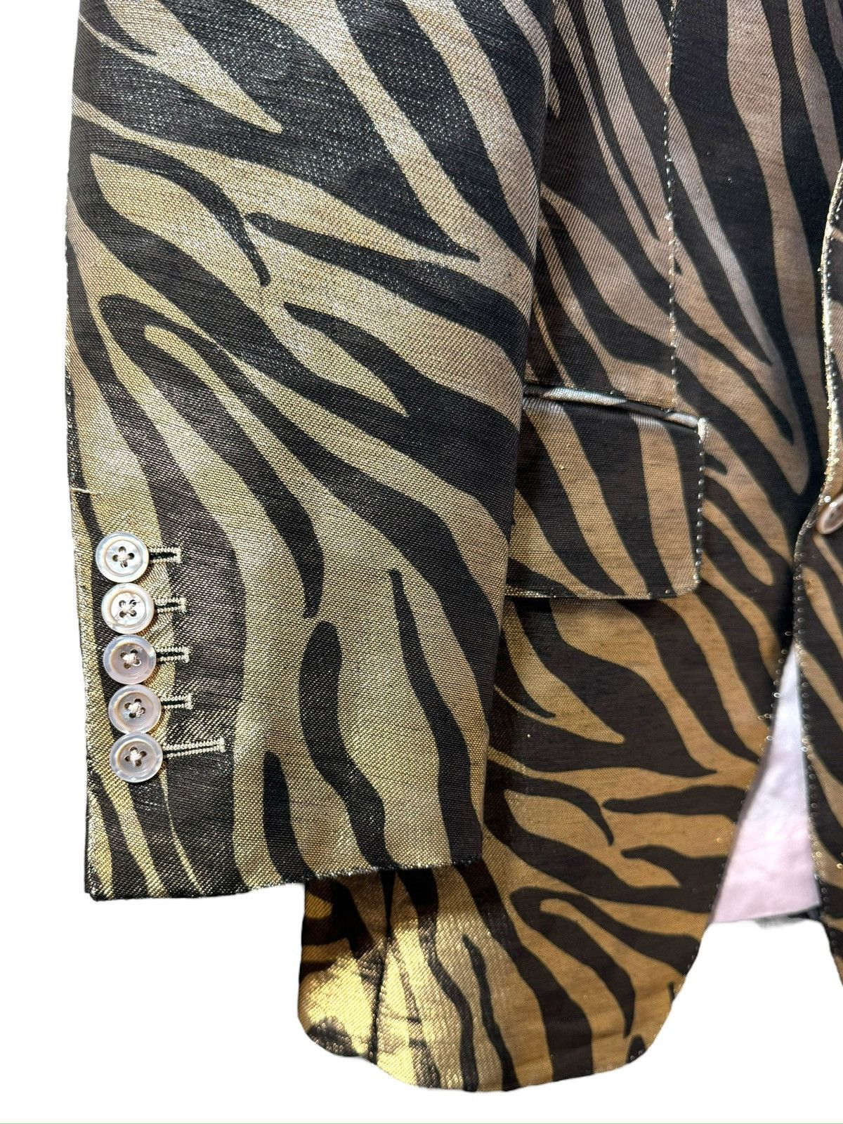 Tom Ford Tom Ford Atticus Zebra Blazer Gold & Black – Made in Italy Size 46R - 6 Thumbnail