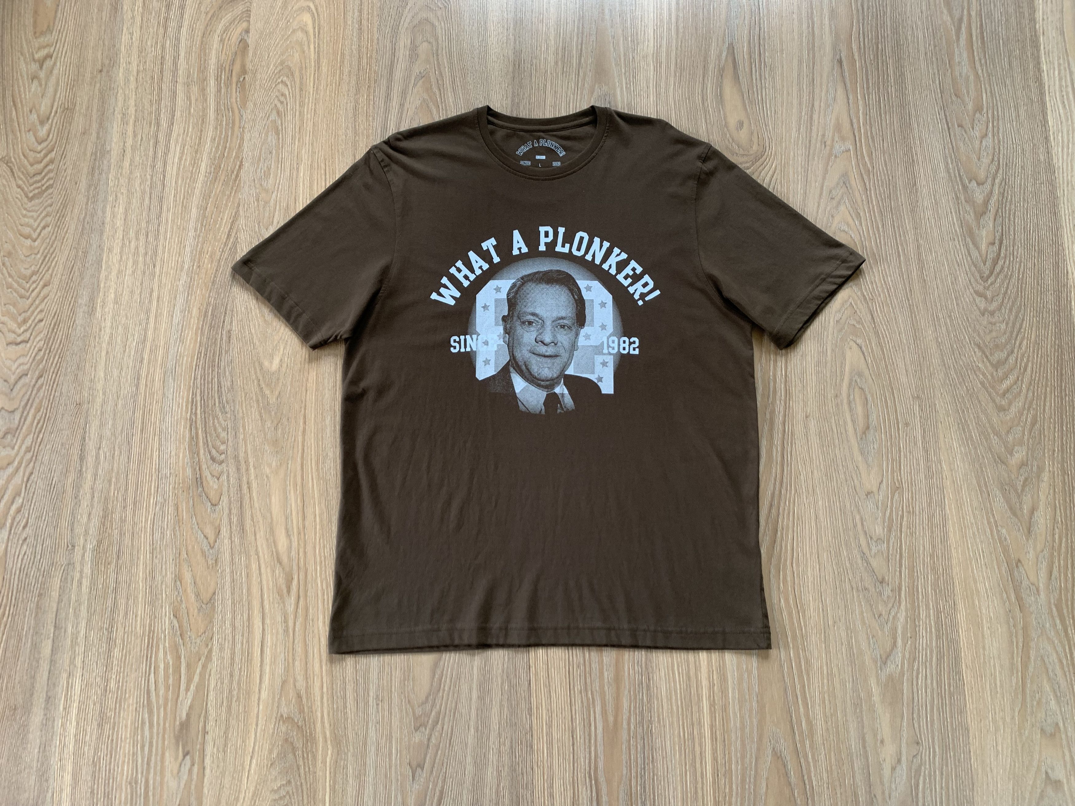 Designer What A Plonker Vintage Brown Cotton T-Shirt Size US L / EU 52-54 / 3 - 1 Thumbnail