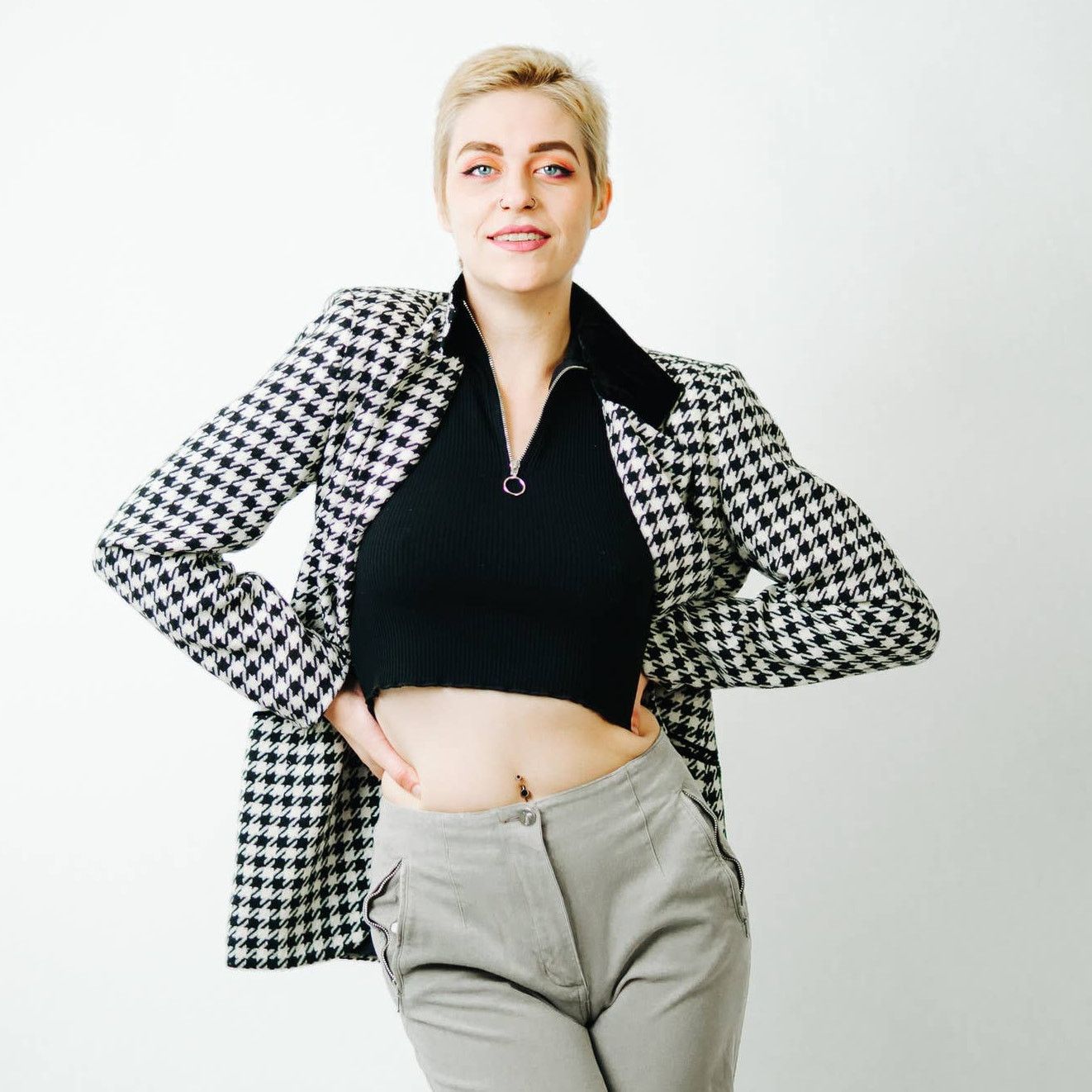 Vintage Hugo Buscati Milan Vintage Houndstooth Blazer - 10 Size M / US 6-8 / IT 42-44 - 1 Thumbnail