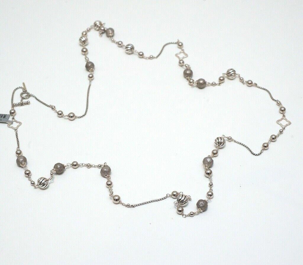 David Yurman David Yurman Long Bead & Chain Quatrefoil Silver Necklace Size ONE SIZE - 7 Thumbnail