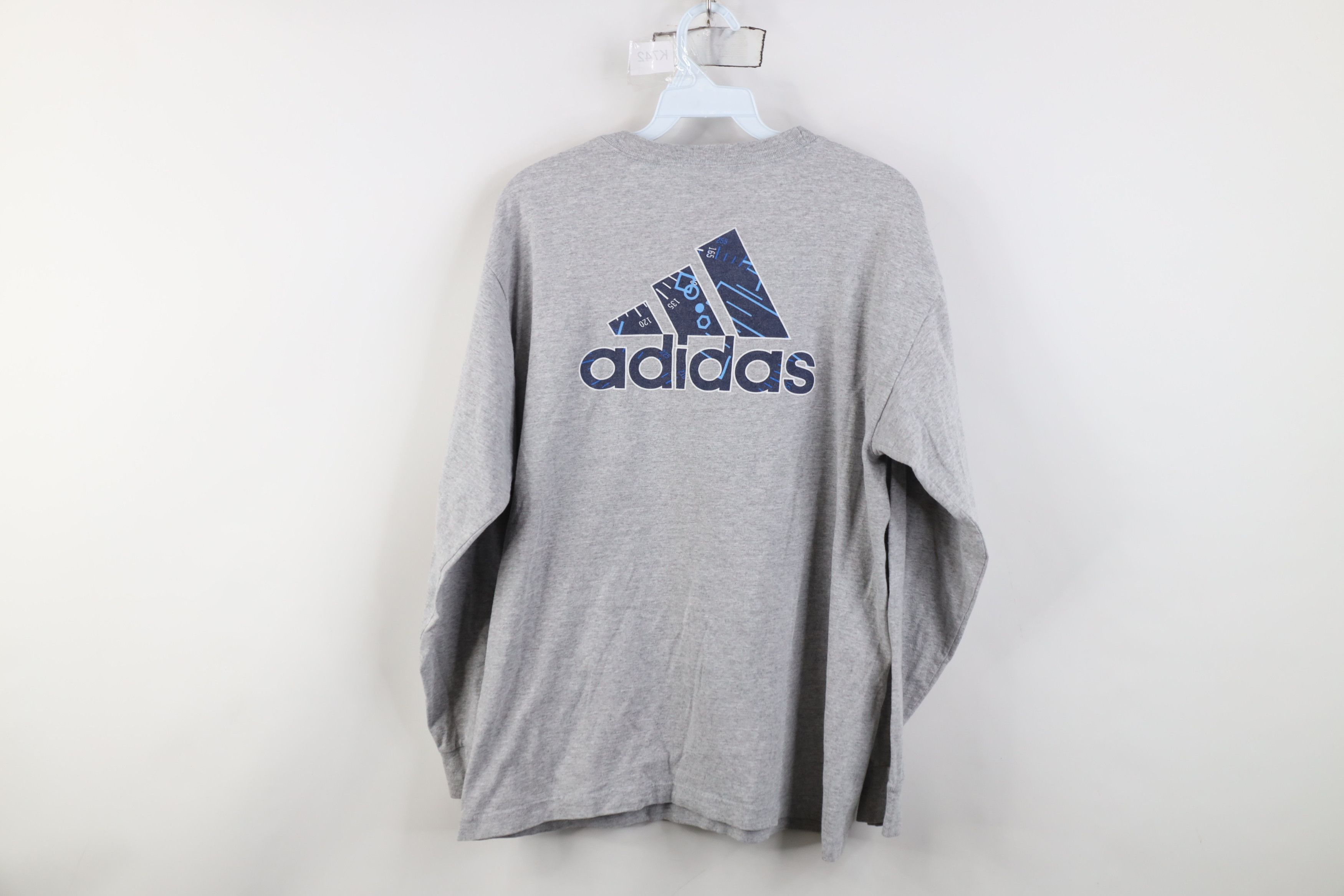 Adidas Vintage 90s Y2K Adidas Big Logo Long Sleeve T-Shirt Gray Size US M / EU 48-50 / 2 - 12 Thumbnail