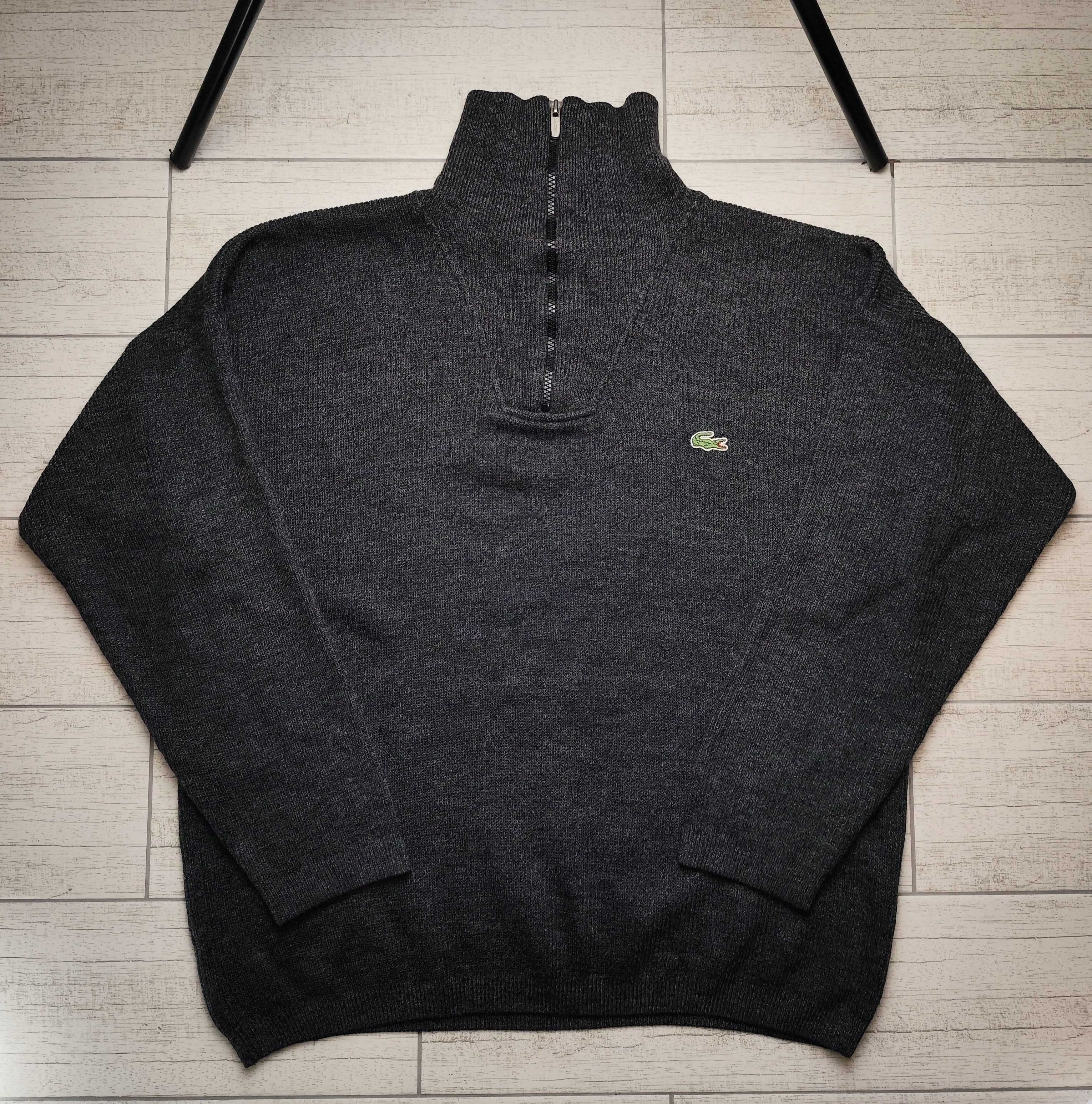 Lacoste × Vintage Vintage Lacoste 1/4 Zip Wool Knit Sweater 90s Old Money Size US L / EU 52-54 / 3 - 1 Thumbnail