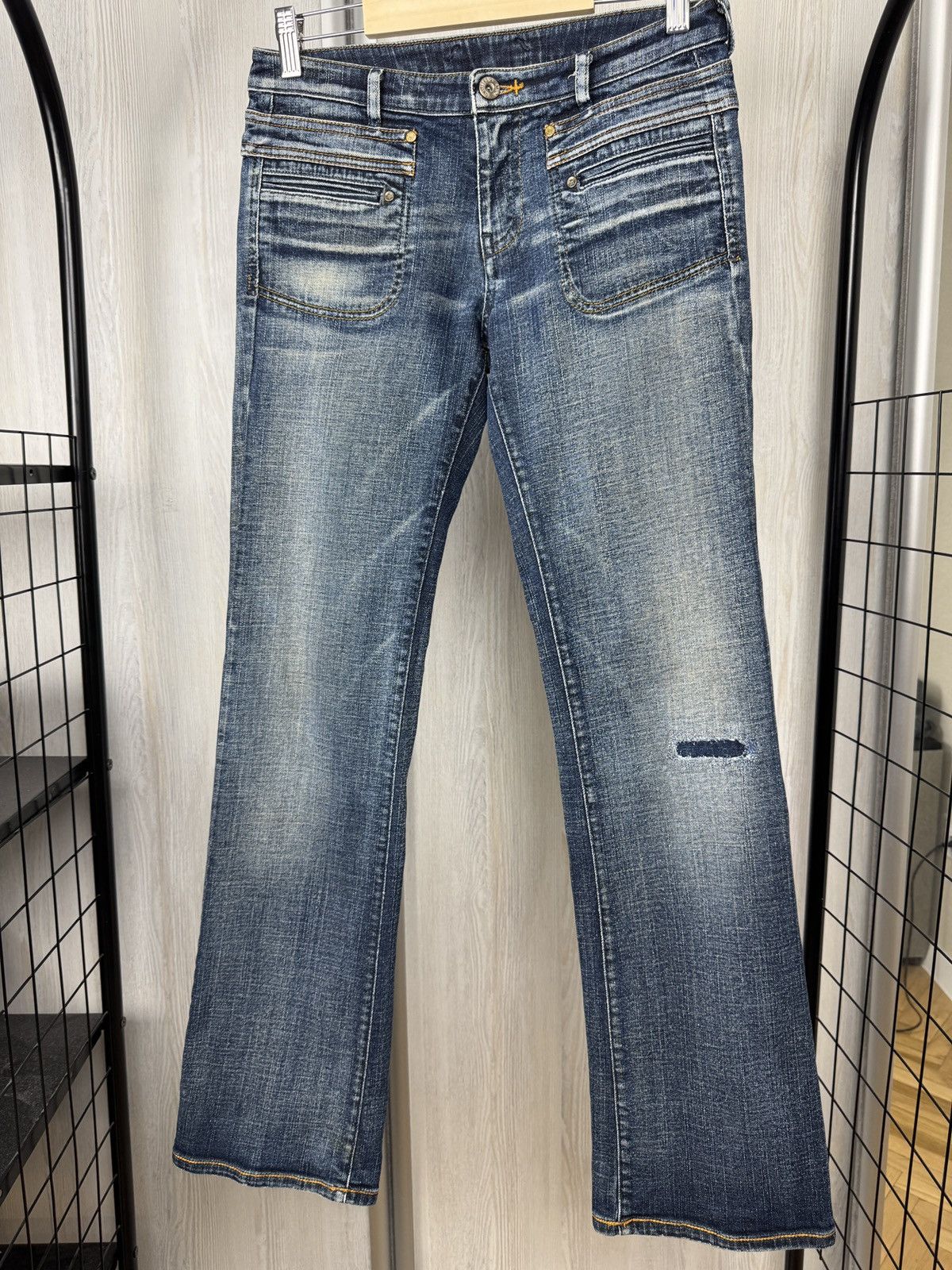Diesel Diesel vintage y2k blue distressed rap wide flared jeans Size 27" / US 4 / IT 40 - 2 Thumbnail