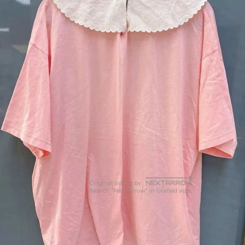 Miu Miu Miu Miu Pink Cotton Tee with Peter Pan Collar . Size L / US 10 / IT 46 - 2 Thumbnail