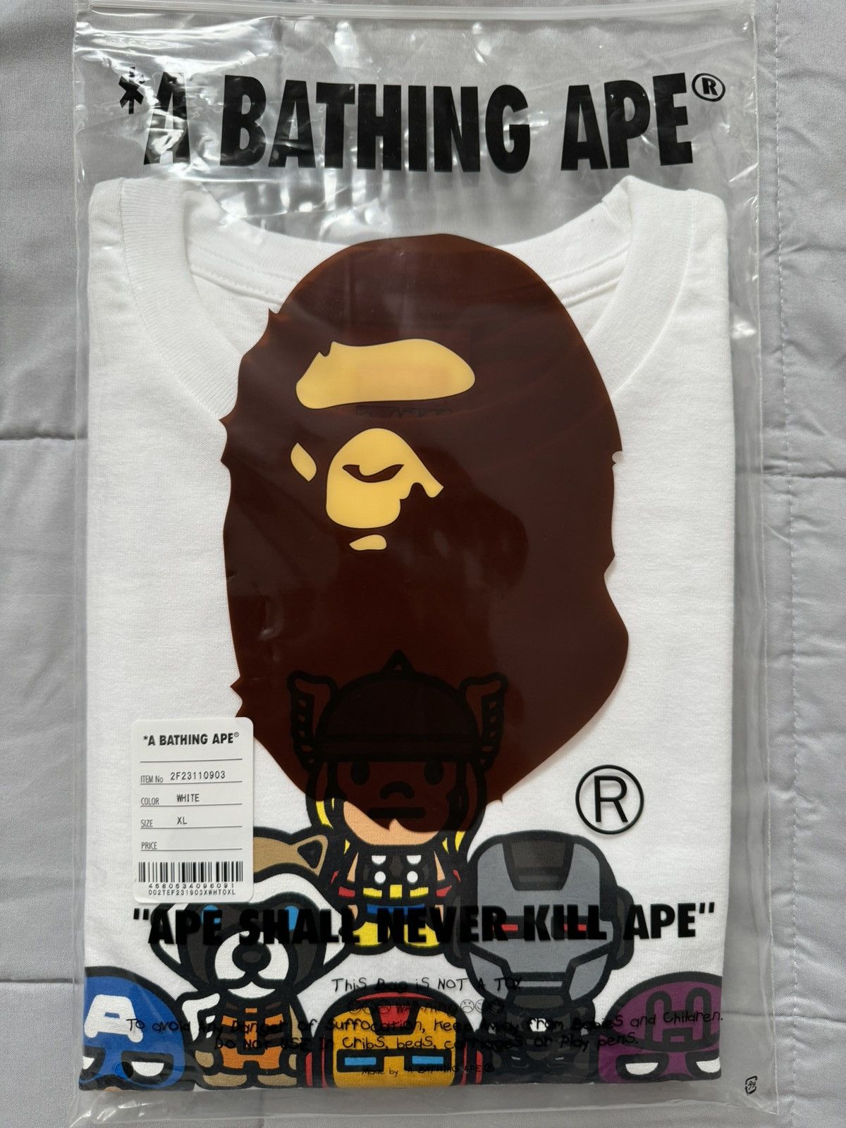 Rare popular authentic Bape X marvel XL