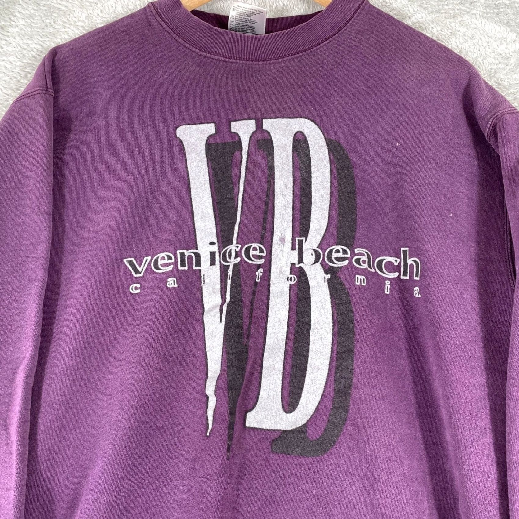 Vintage VINTAGE Oneita Sweatshirt Mens Large Purple Graphic Made in USA Venice Beach 90s Size US L / EU 52-54 / 3 - 6 Thumbnail