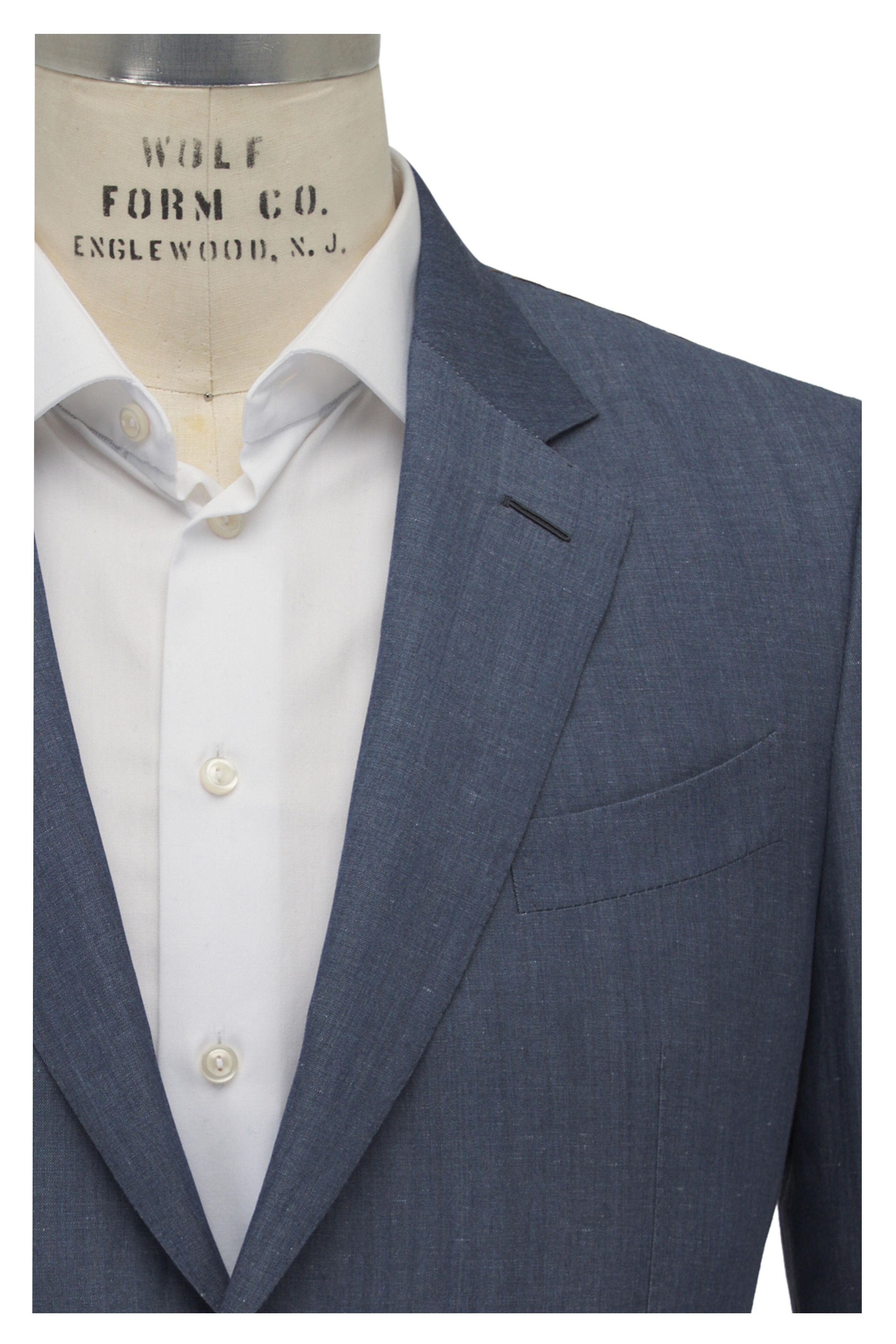 Z Zegna o1mtch0225 Wool & Linen Sportcoat in Denim Blue Size US XL / EU 56 / 4 - 2 Thumbnail