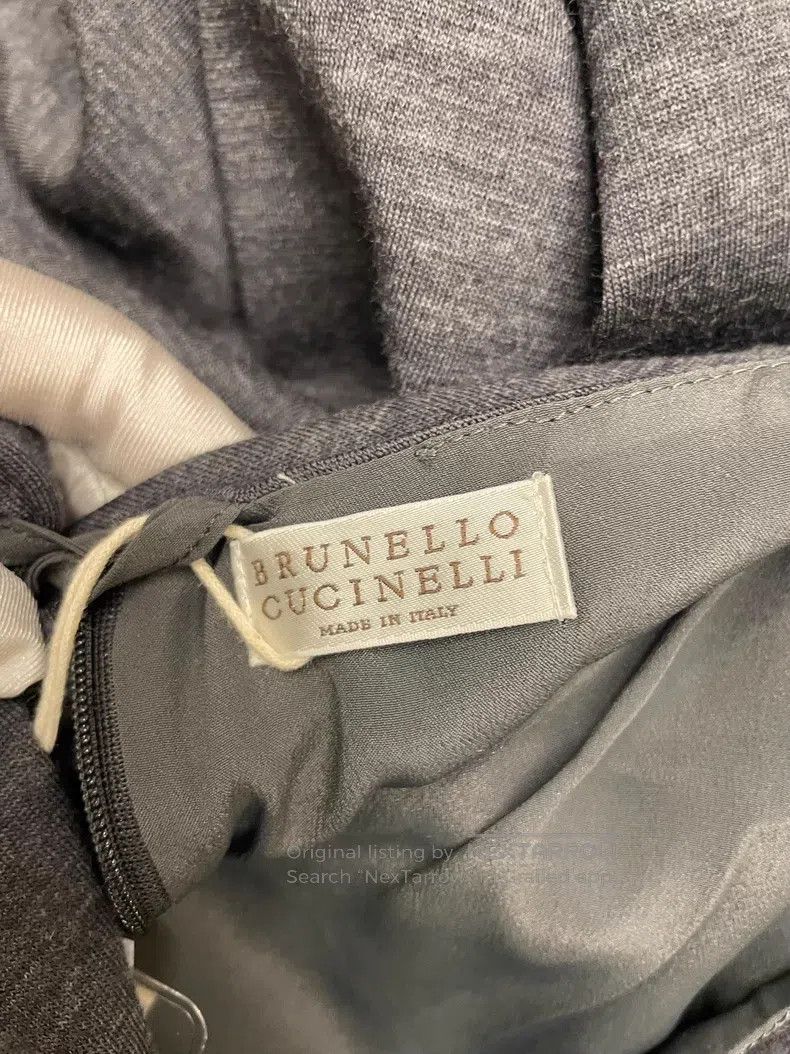 Brunello Cucinelli Brunello Cucinelli Black Gray New Wool Dress with Beaded S Size L / US 10 / IT 46 - 6 Thumbnail