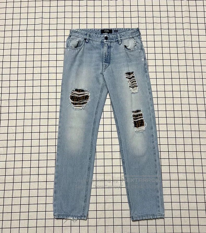 Fendi Fendi Blue Faded Denim Pants with Old Logo Size US 31 - 1 Thumbnail