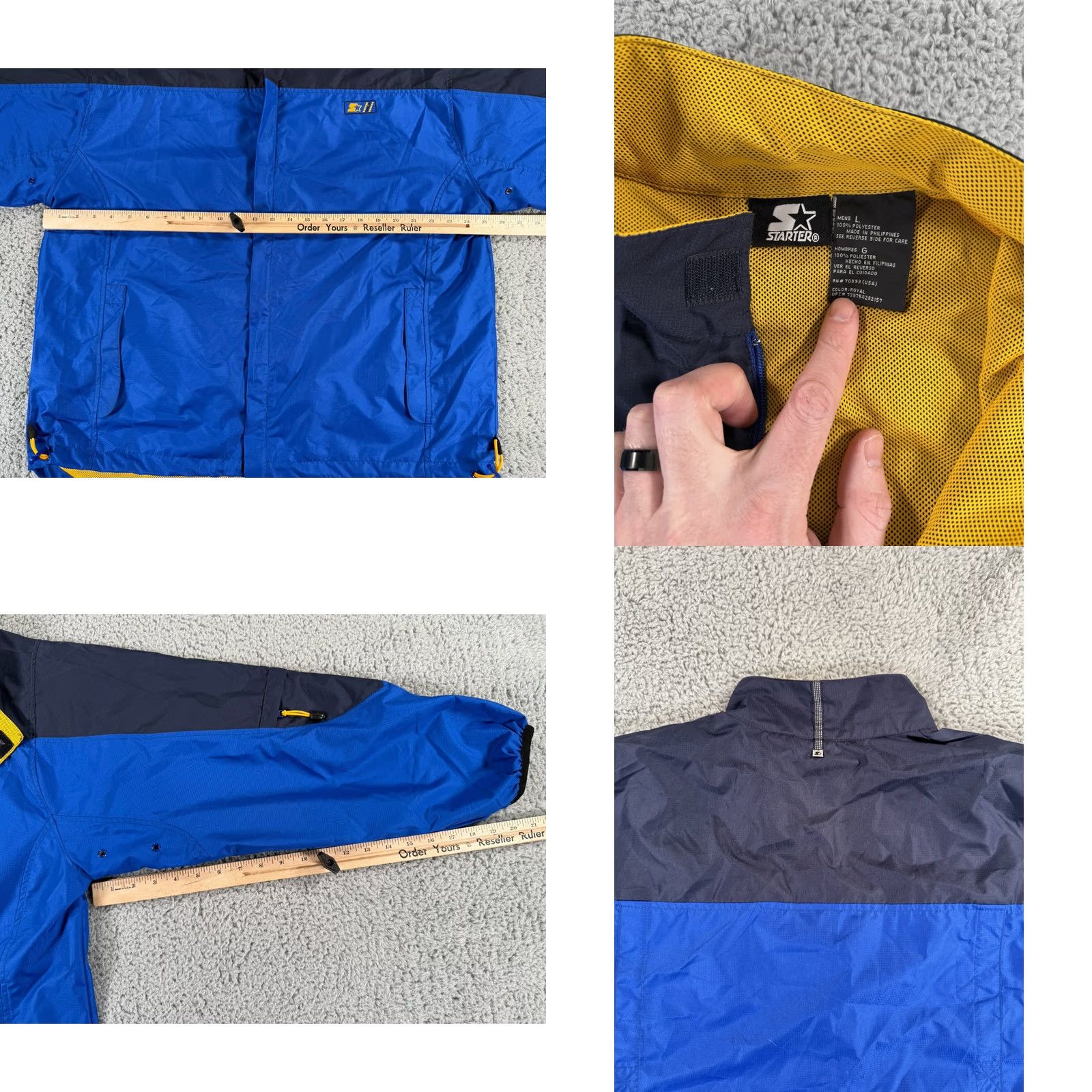 Starter VINTAGE Starter Windbreaker Jacket Mens Large Blue Lightweight Full Zip 90s Size US L / EU 52-54 / 3 - 9 Thumbnail