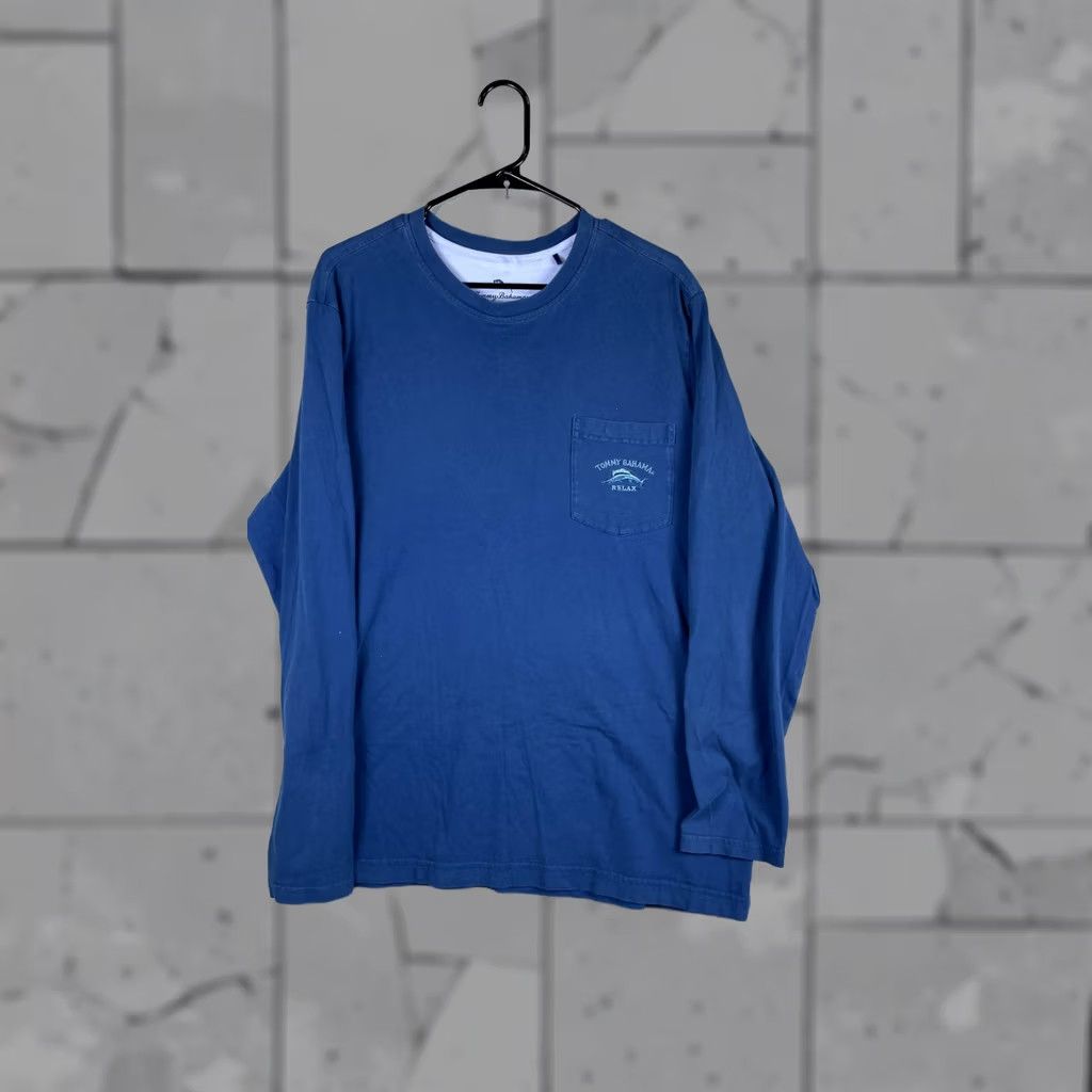 Tommy Bahama Tommy Bahama Shirt Mens XL Blue Long Sleeve Pocket Relax Logo Tee T-Shirt Size US XL / EU 56 / 4 - 1 Thumbnail