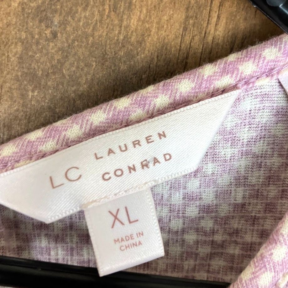 Vintage LC Lauren Conrad Blouse Womens Afterglow Gingham Key Hole Back Tie Stretch XL Size XL / US 12-14 / IT 48-50 - 6 Thumbnail