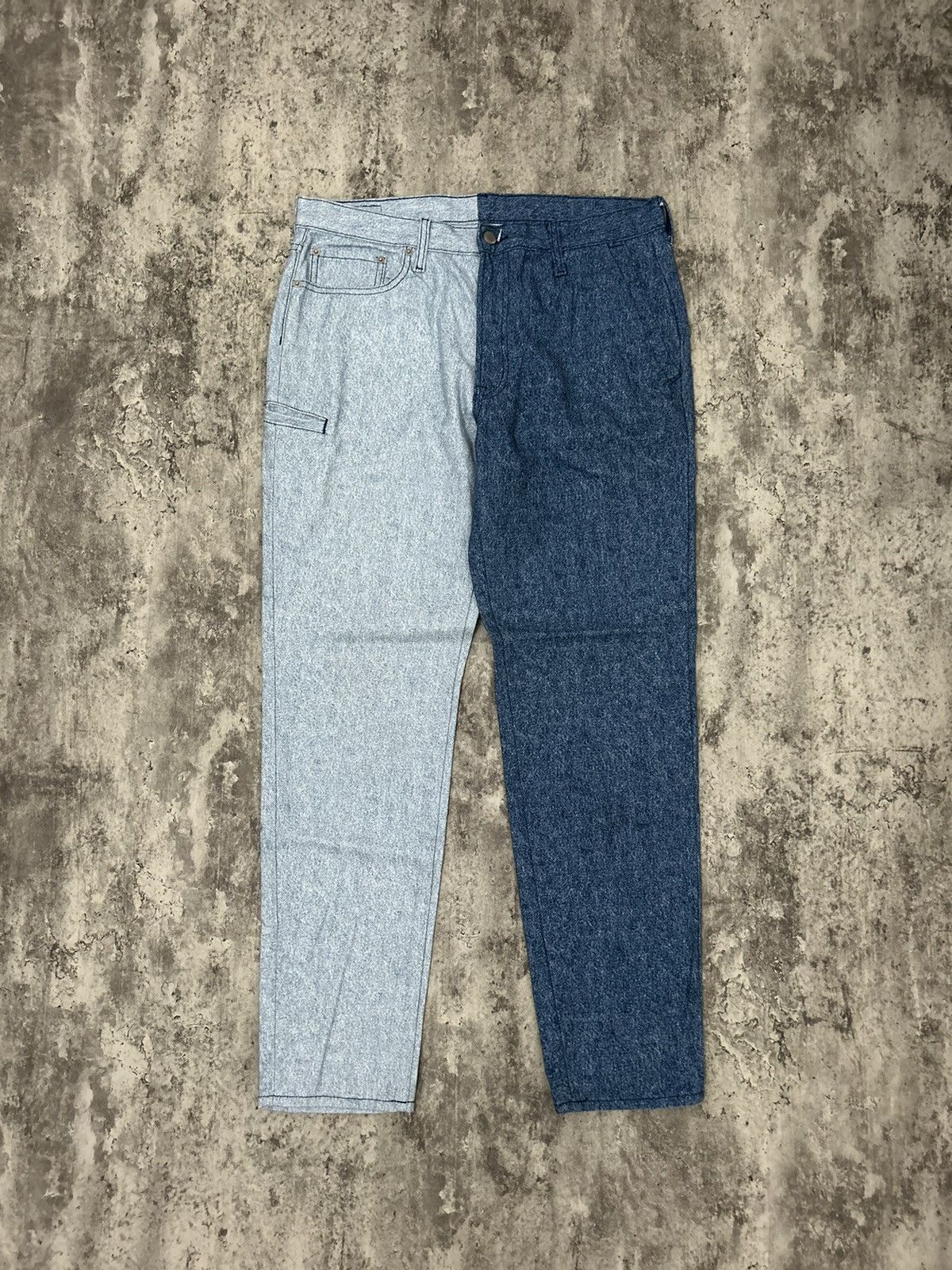 image of Gu x Miharayasuhiro Split Two Tone Denim in Blue, Men's (Size 34)