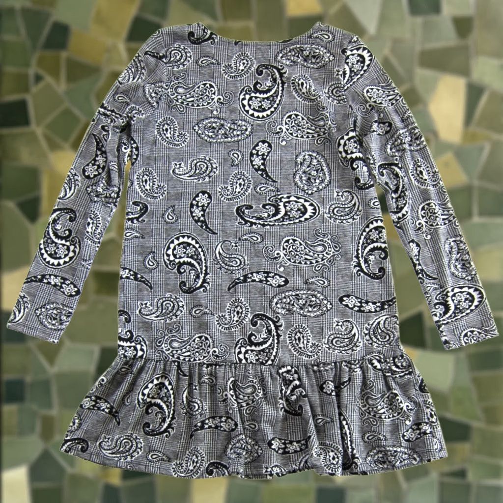 Vintage VINTAGE ILSE By Melis Kozan Dress Long Sleeve Shift Tunic Black White Paisley Small Size S / US 4 / IT 40 - 1 Thumbnail