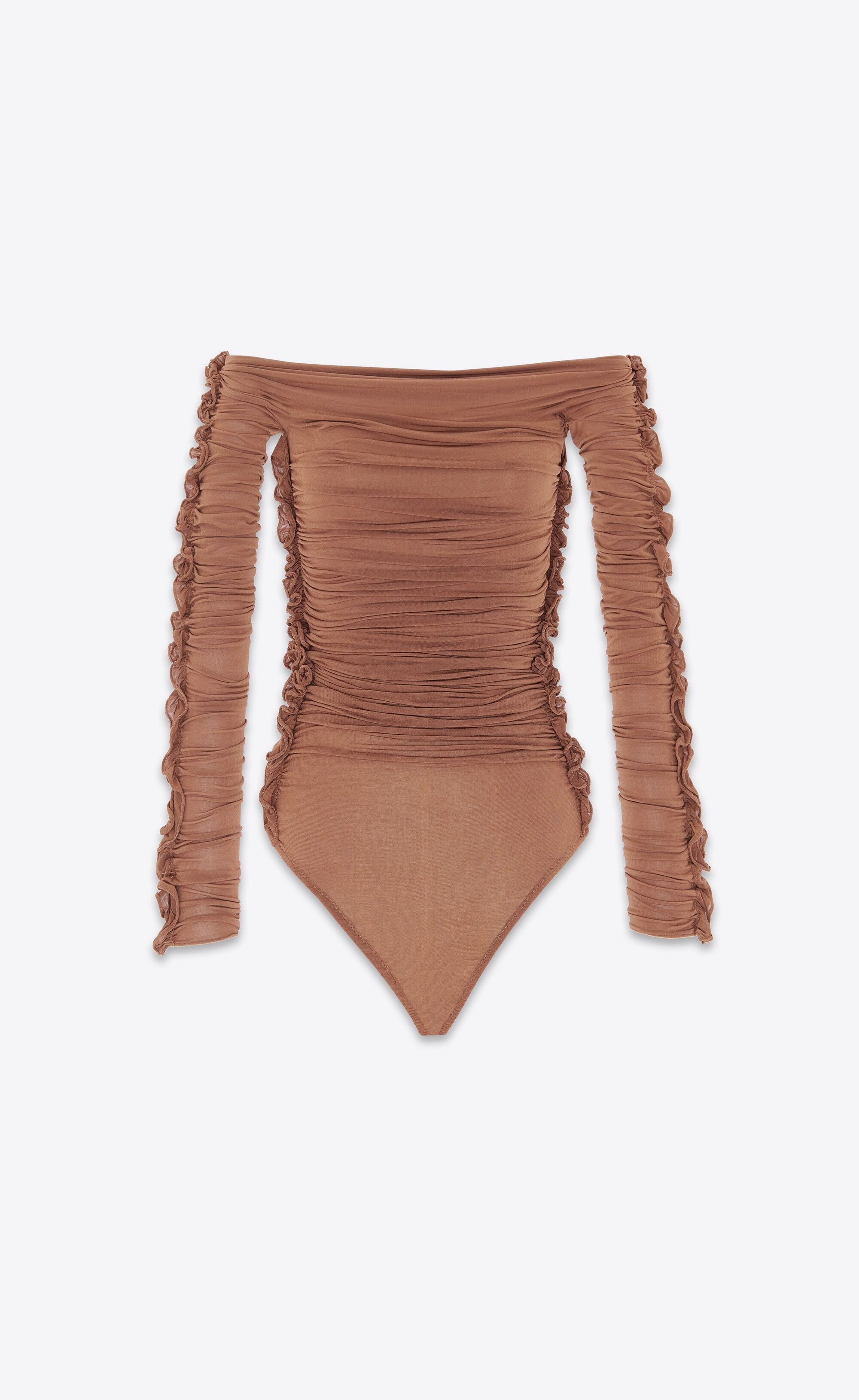 Saint Laurent Paris o1la1rc1a0425 731484 Bodysuit In Jersey in Brown Size M / US 6-8 / IT 42-44 - 1 Thumbnail