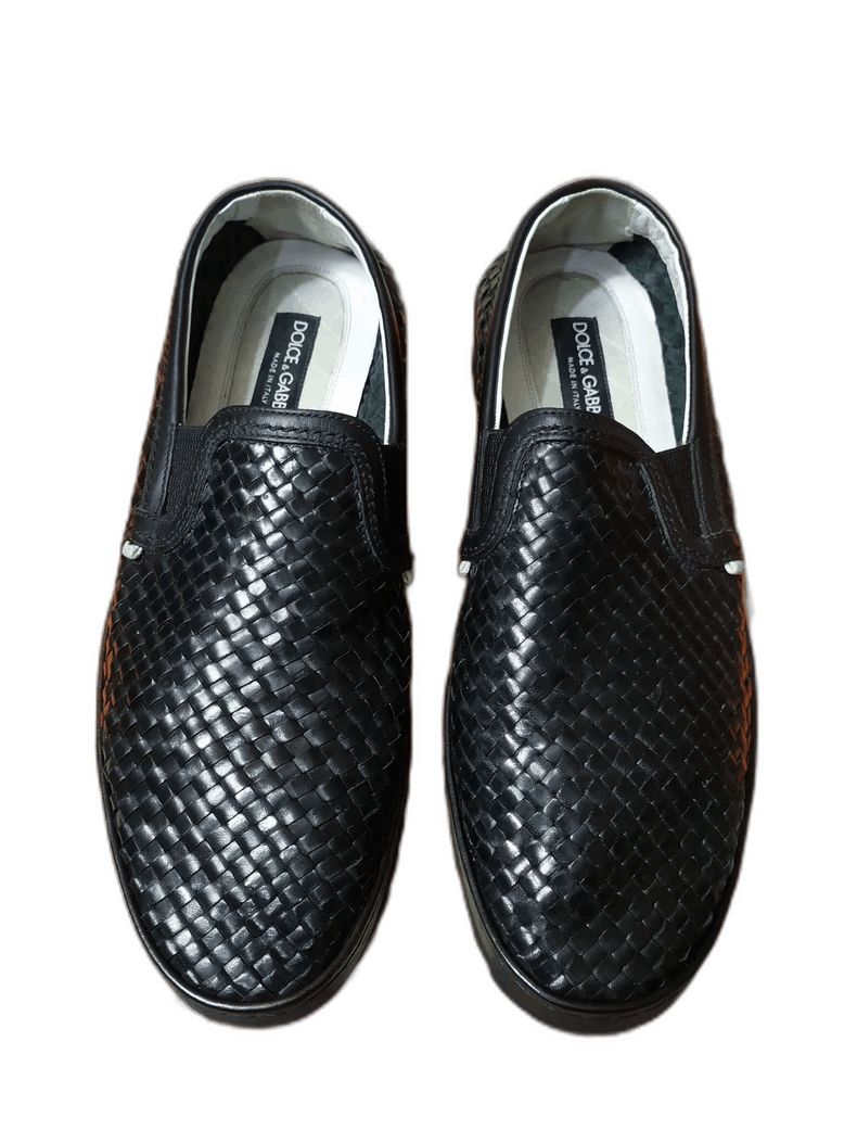 Dolce & Gabbana Black Woven Slip-On Shoes Size 7 Size US 7 / EU 40 - 1 Thumbnail
