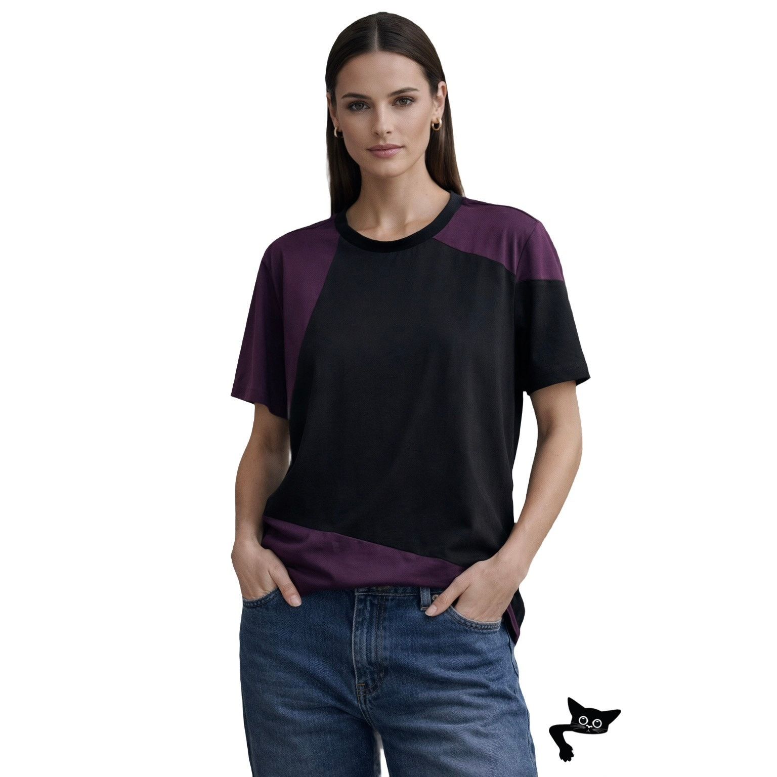Paul Smith Paul Smith Tee Black Purple Womens US L Colorblock Size L / US 10 / IT 46 - 5 Thumbnail
