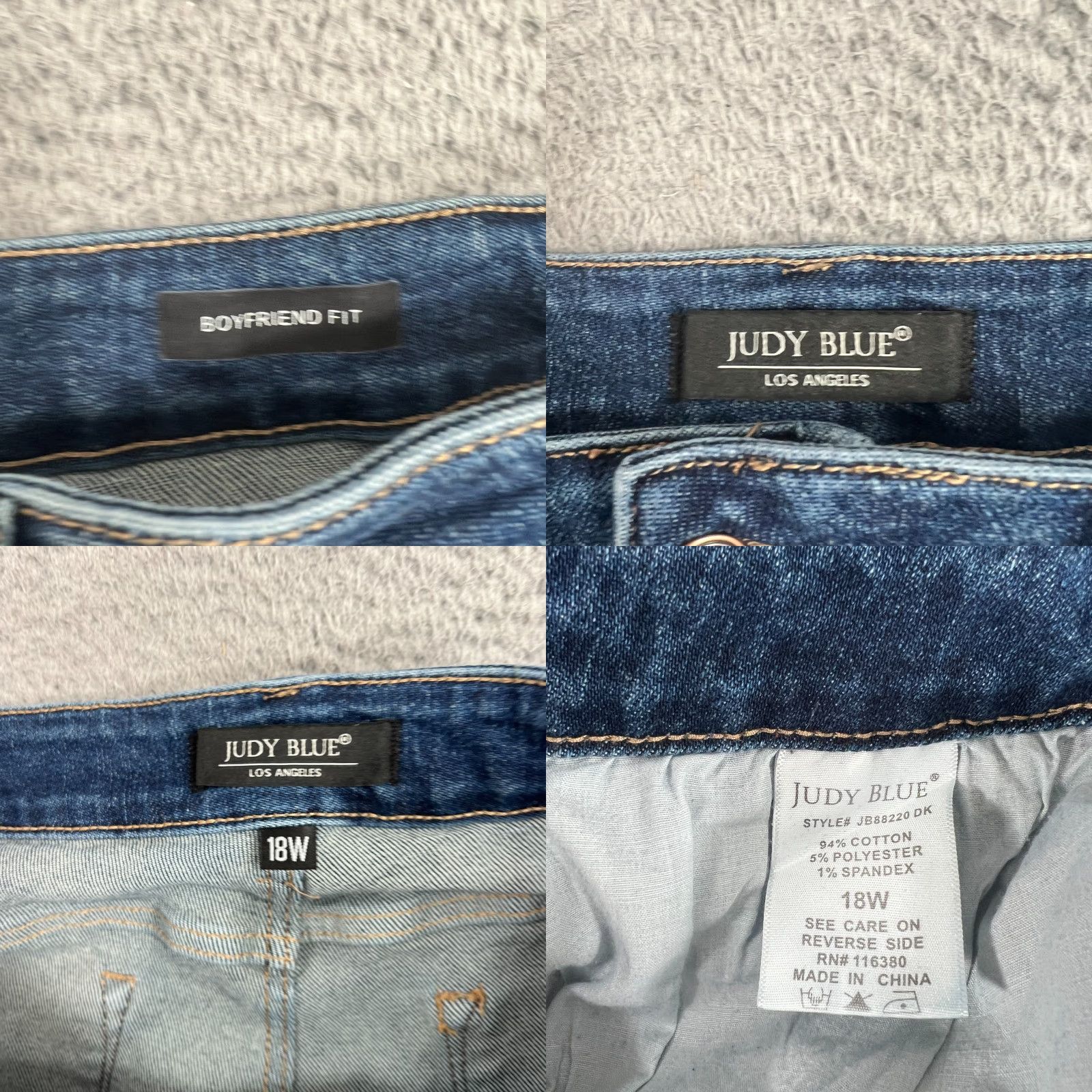 Vintage Judy Blue Jeans Womens Plus Sz18 Distressed Grunge Boyfriend Fit 5-Pocket Denim Blue Slim Fit Jeans Women Size 40" / US 18 - 8 Thumbnail