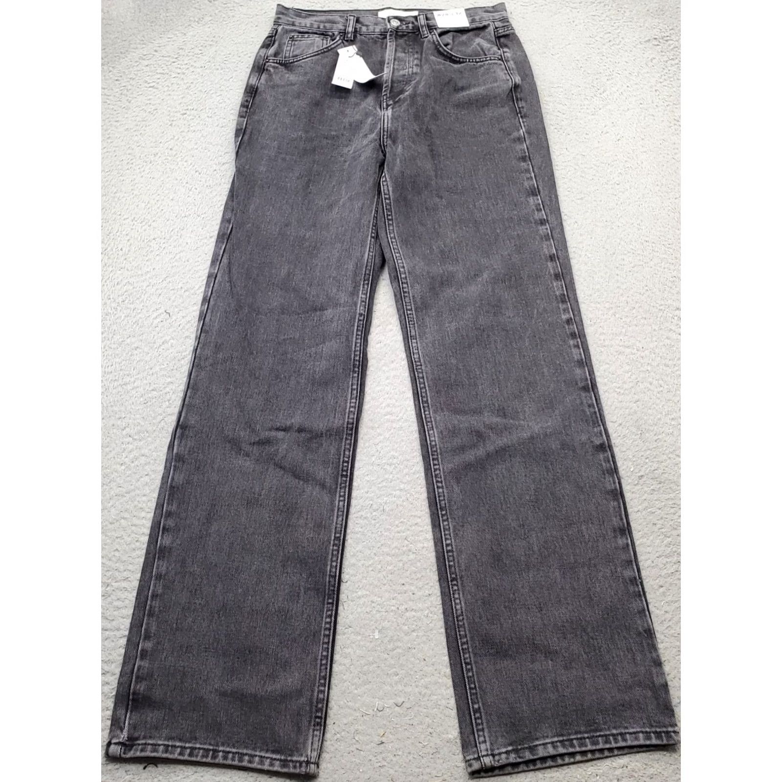 Topshop Topshop Jeans Womens 6 Gray Denim Dark Wash Regular Straight Leg Button Fly Jeans Size 28" / US 6 / IT 42 - 2 Thumbnail