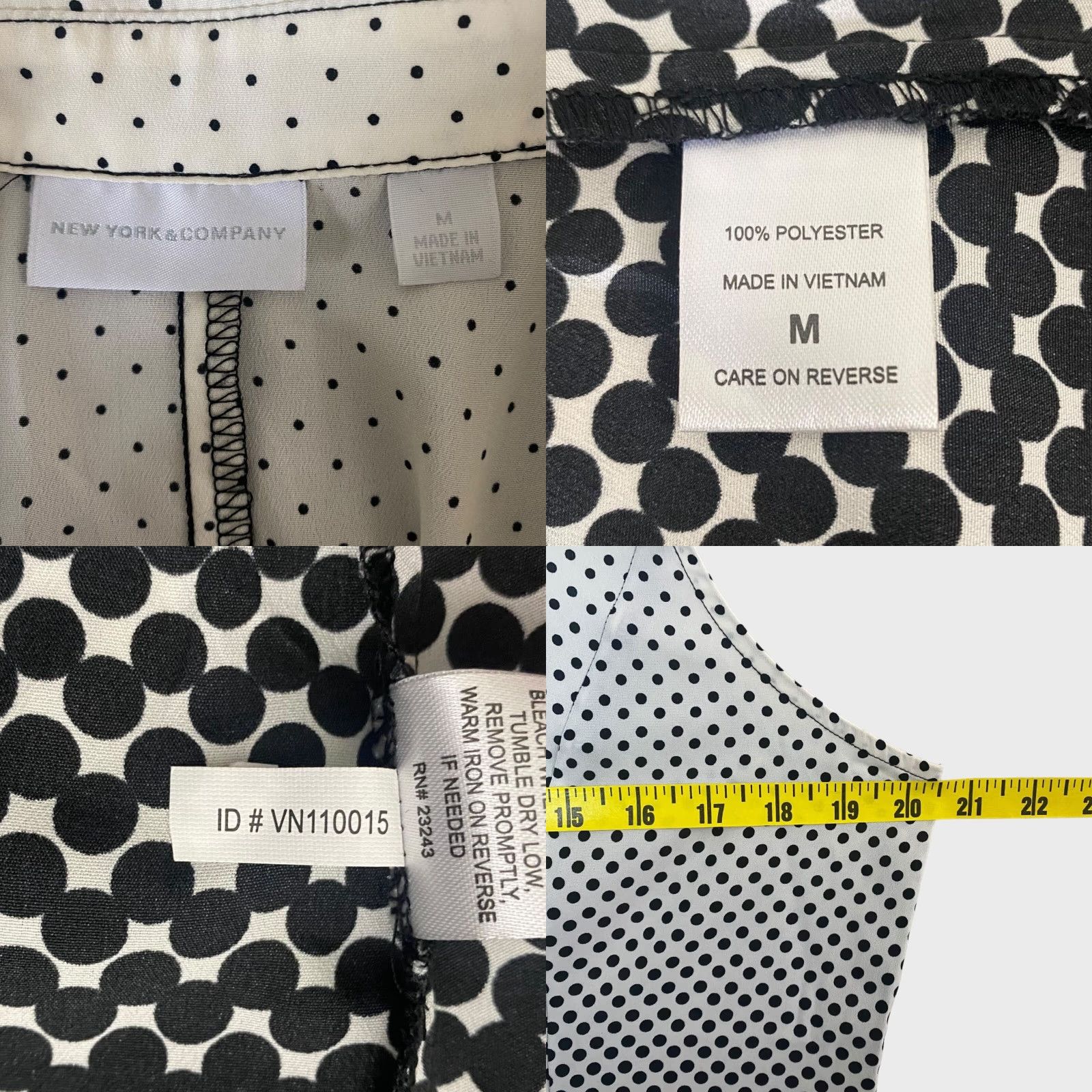 Vintage New York & Company Blouse Sleeveless Ombre Polka Dot Women's Medium White Black Size M / US 6-8 / IT 42-44 - 8 Thumbnail