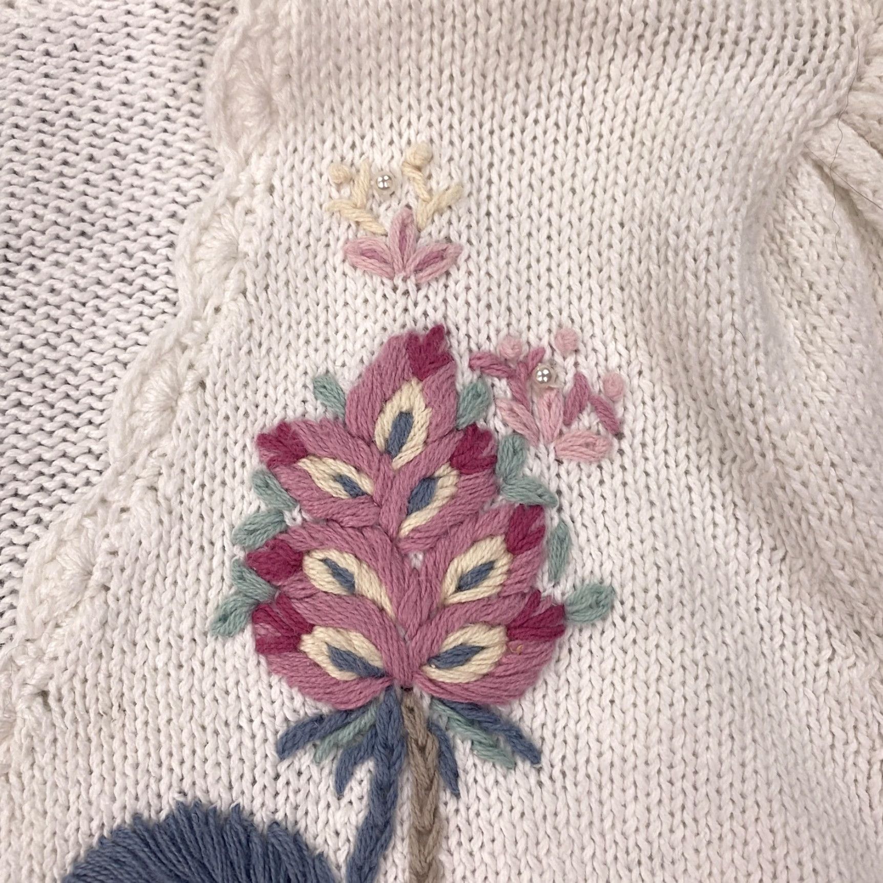 Vintage VINTAGE Margules Cardigan Sweater Womens Small White Floral Embroidered 80s NWT Size S / US 4 / IT 40 - 4 Thumbnail