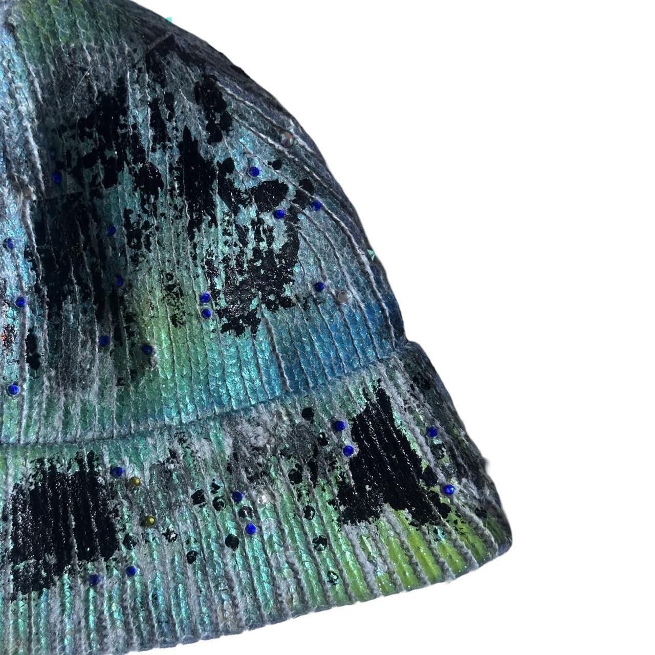 Other ASTROBOI* Deep Ocean Blue Green Iridescent Rhinestone Beanie Size ONE SIZE - 5 Thumbnail