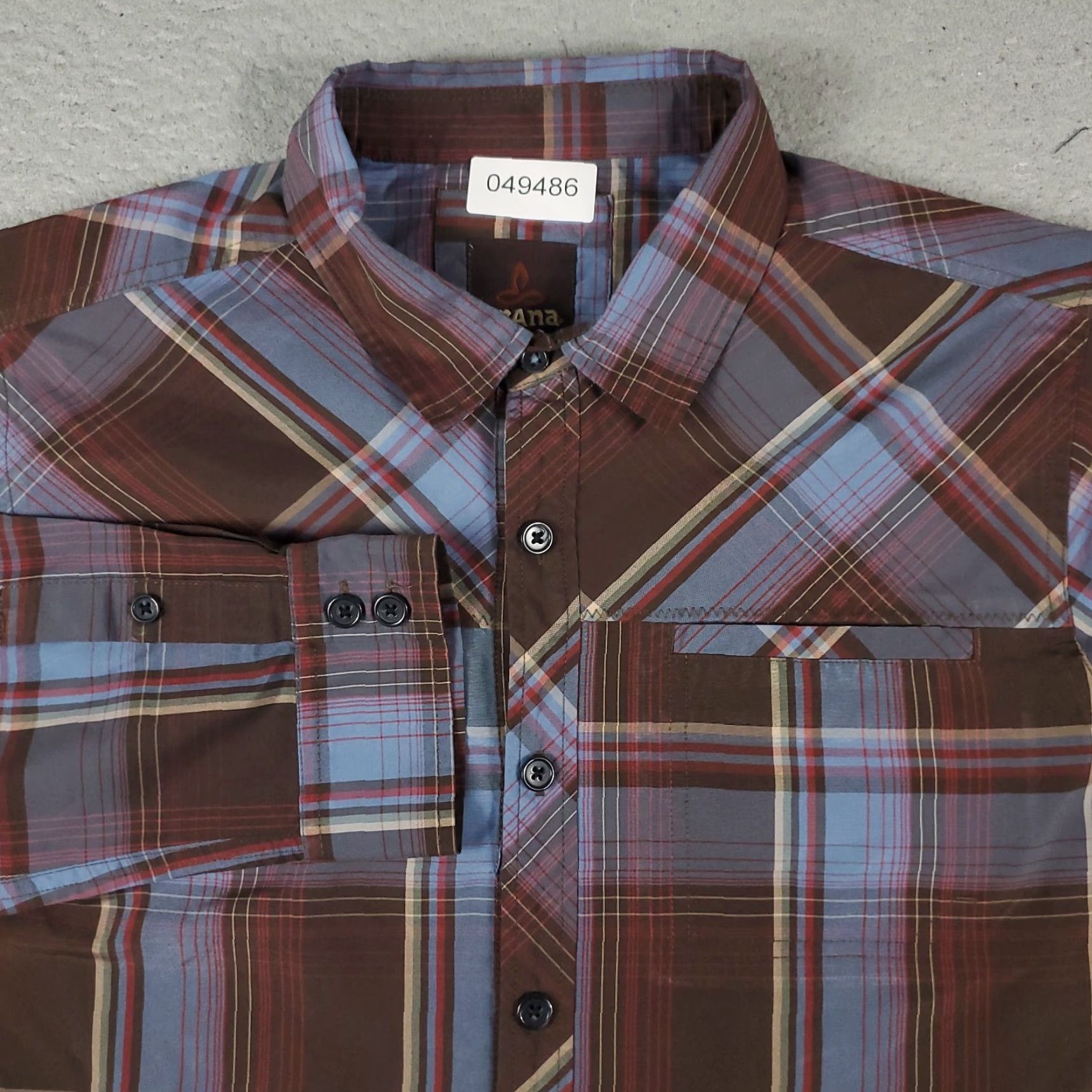 Prana PRAna Button-Up Shirt Mens Large Plaid Cotton Long Sleeve Blue Brown Casual Business Formal Vintage? No – Regular Fit Size US L / EU 52-54 / 3 - 2 Thumbnail
