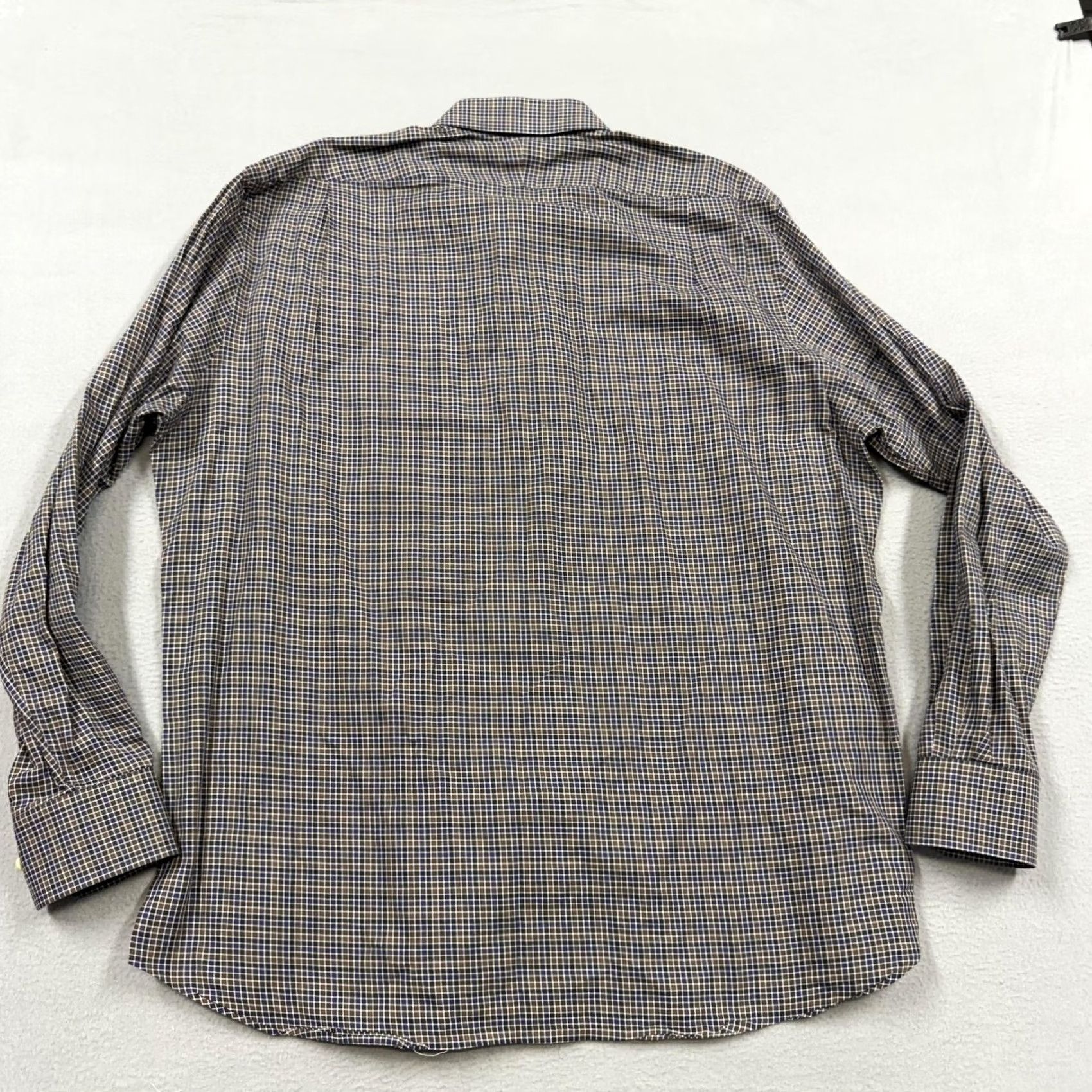 Peter Millar Peter Millar Shirt Mens XL Brown Gingham Cotton Dress Button Front Long Sleeve Size 46R - 5 Thumbnail