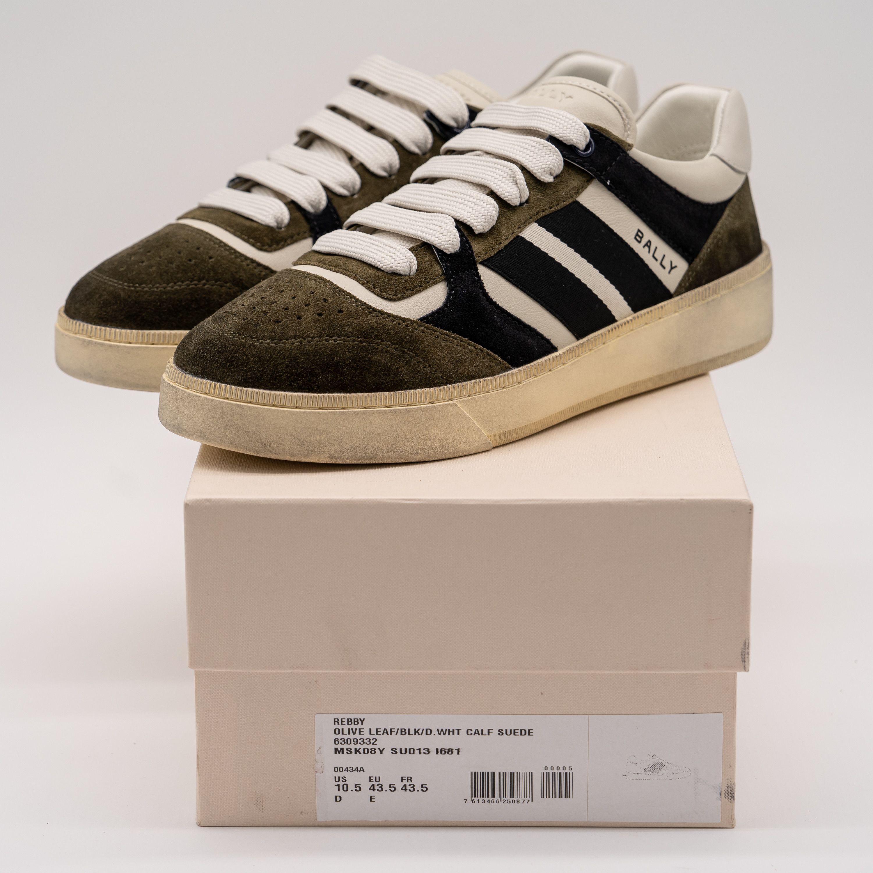 Bally 10.5 Bally Rebby Olive Black White Green Suede Sneakers 9 Size US 10.5 / EU 43-44 - 12 Thumbnail
