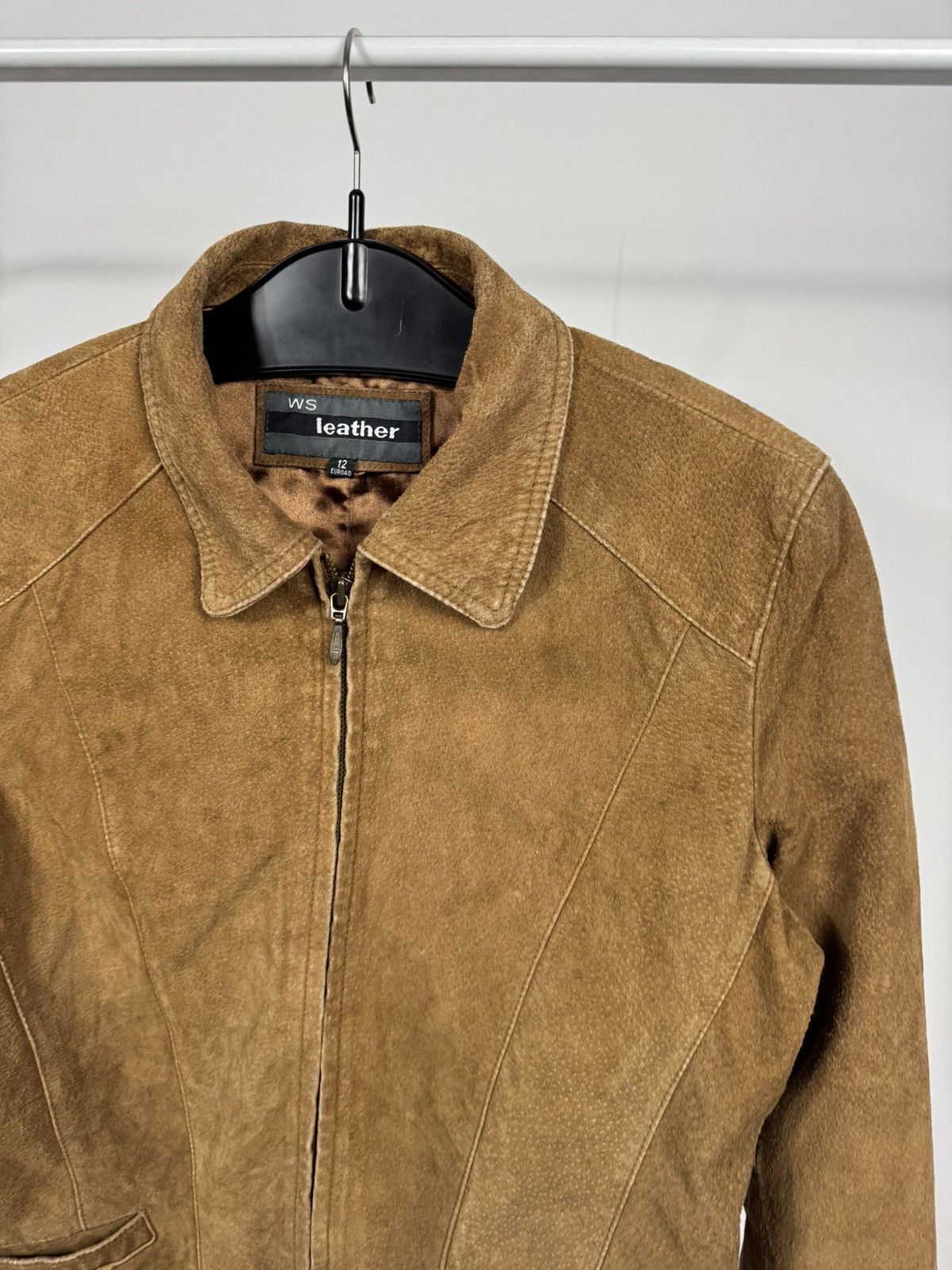 Other Vintage Women’s Brown Suede Leather Jacket Zip Up Short Y2K Size M / US 6-8 / IT 42-44 - 4 Thumbnail