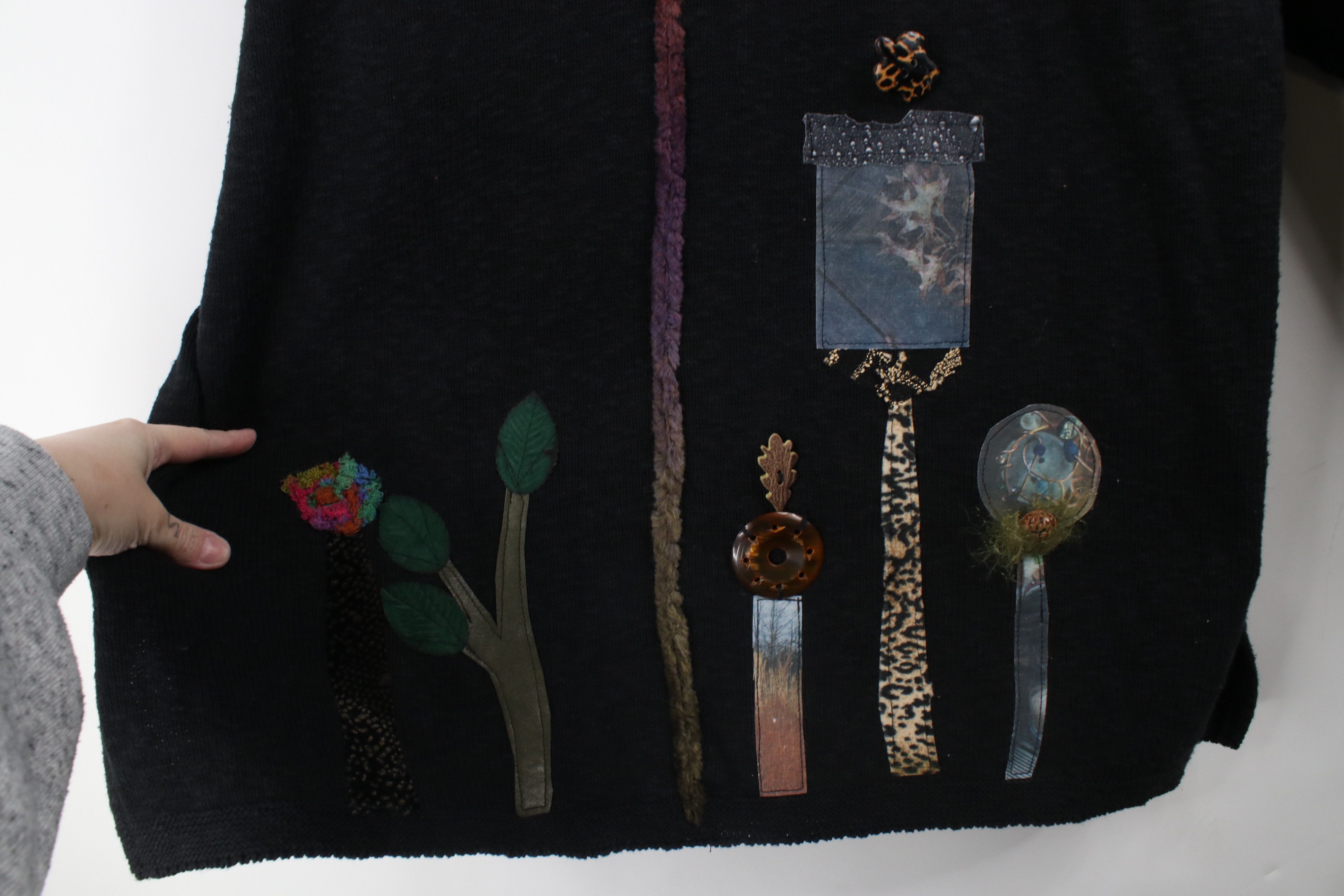 Vintage Vintage 90s Lagenlook Art Tree Birdhouse Knit Sweater Black Size XXL / US 16-18 / IT 52-54 - 5 Thumbnail