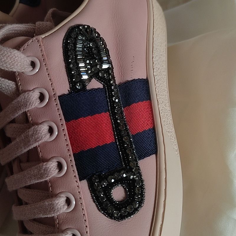 Gucci Gucci Ace Pink Embellished Sneakers Size US 5.5 / EU 38 - 6 Thumbnail