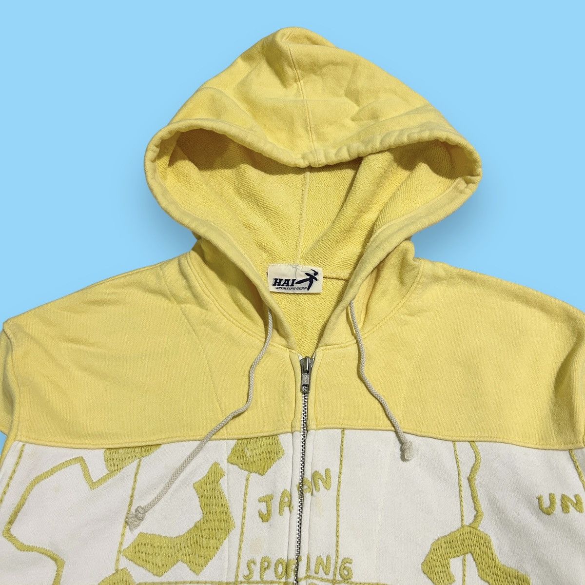 Hai Sporting Gear × Issey Miyake × Japanese Brand 1990s Hai Sporting Gear - Map Zipper Hoodie Size US L / EU 52-54 / 3 - 8 Thumbnail