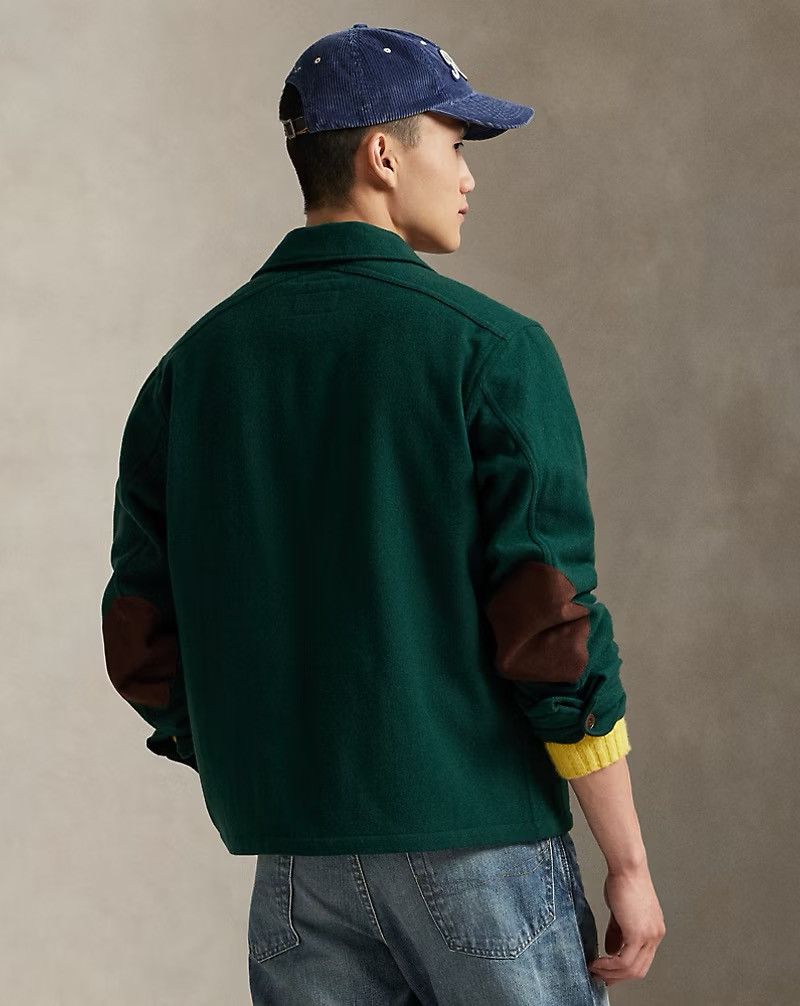 Polo Ralph Lauren Polo Ralph Lauren Suede-Patch Wool Twill Overshirt Green XL Size US XL / EU 56 / 4 - 5 Thumbnail