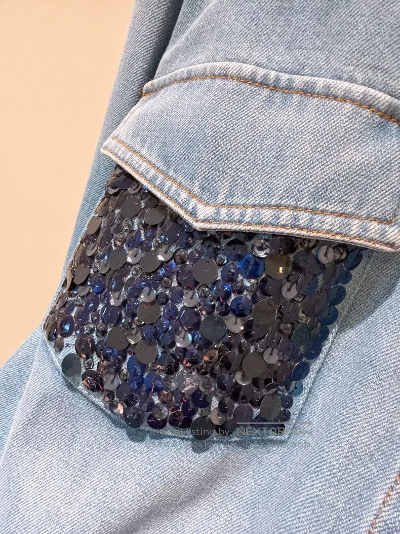 Valentino Valentino Sequin pocket shirt-style denim jacket Size XS / US 0-2 / IT 36-38 - 5 Thumbnail