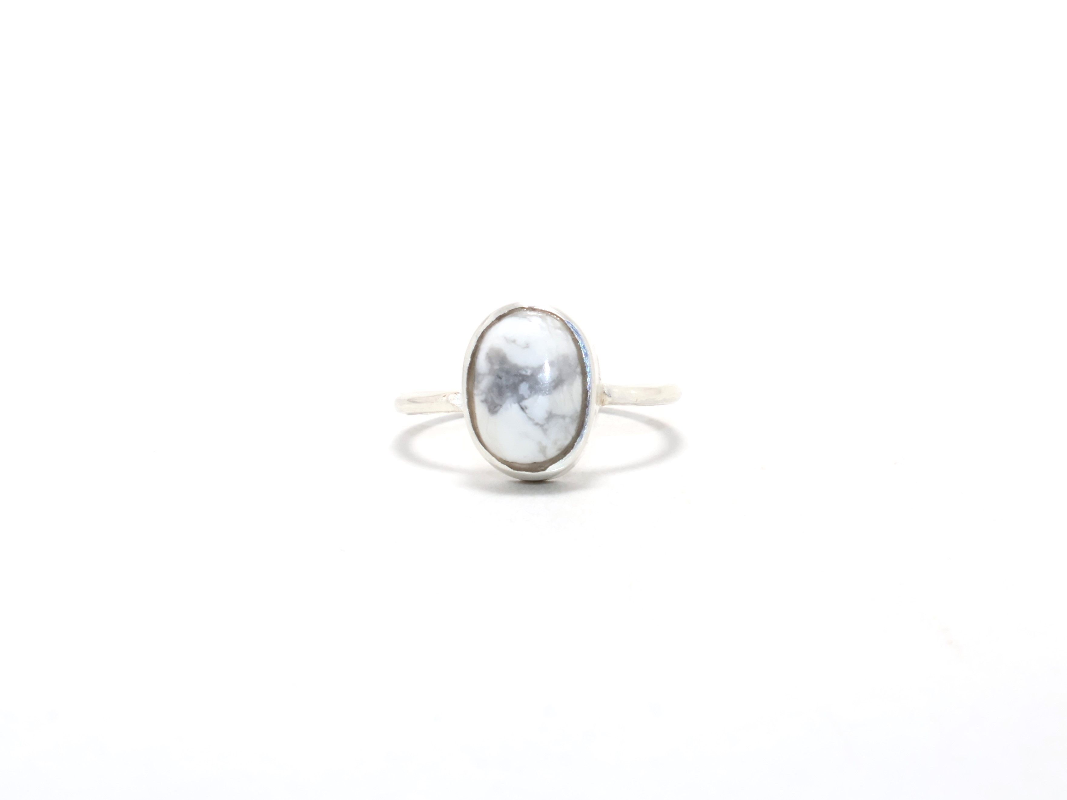 Handmade Howlite Ring, Minimalist Ring,White Handmad, Gift For Her Size ONE SIZE - 2 Thumbnail