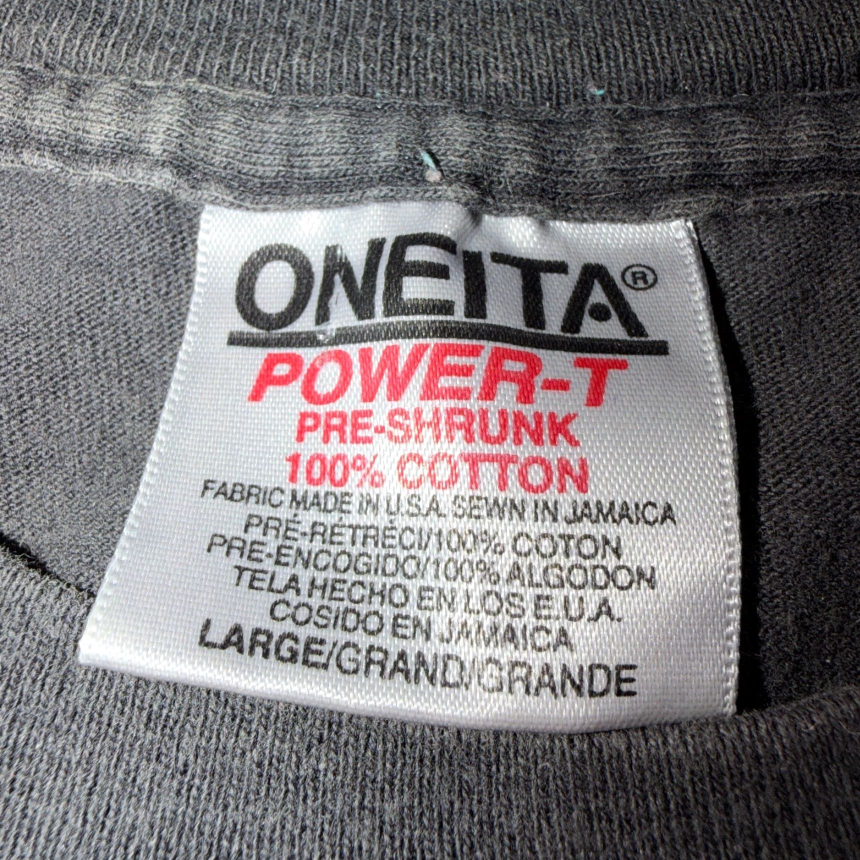 Vintage VINTAGE Oneita T-Shirt Solid Black Cotton 90s Crew Neck Short Sleeve L Men Graphic Print Band Gulp Outlet Size US L / EU 52-54 / 3 - 5 Thumbnail